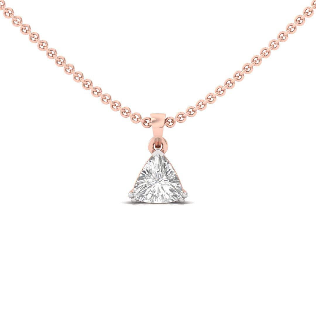 Trillion Cut Diamond Solitaire Pendant (Without Chain) | Modern Lab Grown CVD Diamond Necklace Pendant | 925 Silver | 10K | 14K | 18K - Rose Gold Main View