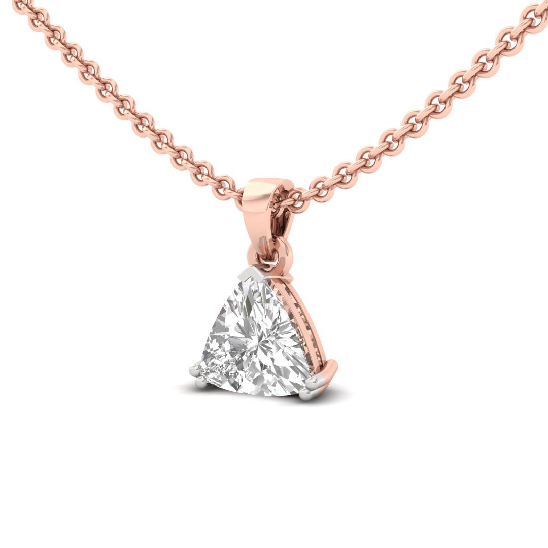Trillion Cut Diamond Solitaire Pendant (Without Chain) | Modern Lab Grown CVD Diamond Necklace Pendant | 925 Silver | 10K | 14K | 18K - View 2