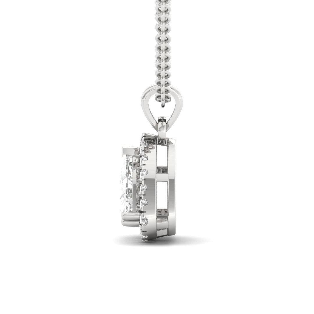 Trillion Cut Diamond Halo Pendant (Without Chain) | Lab Grown CVD Diamond Necklace Pendant with Round Accent Stones | 925 Silver | 10K | 14K | 18K - View 3