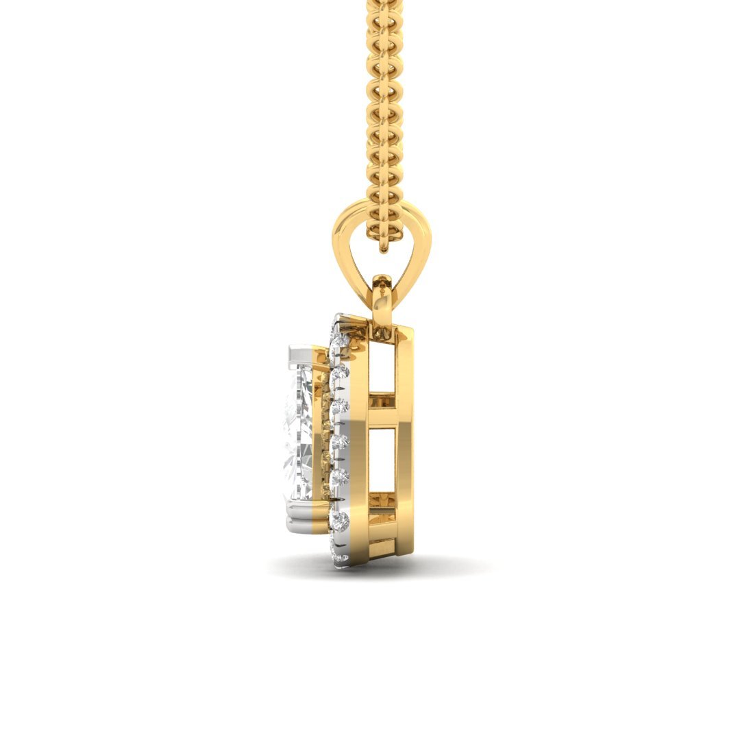 Trillion Cut Diamond Halo Pendant (Without Chain) | Lab Grown CVD Diamond Necklace Pendant with Round Accent Stones | 925 Silver | 10K | 14K | 18K - View 3