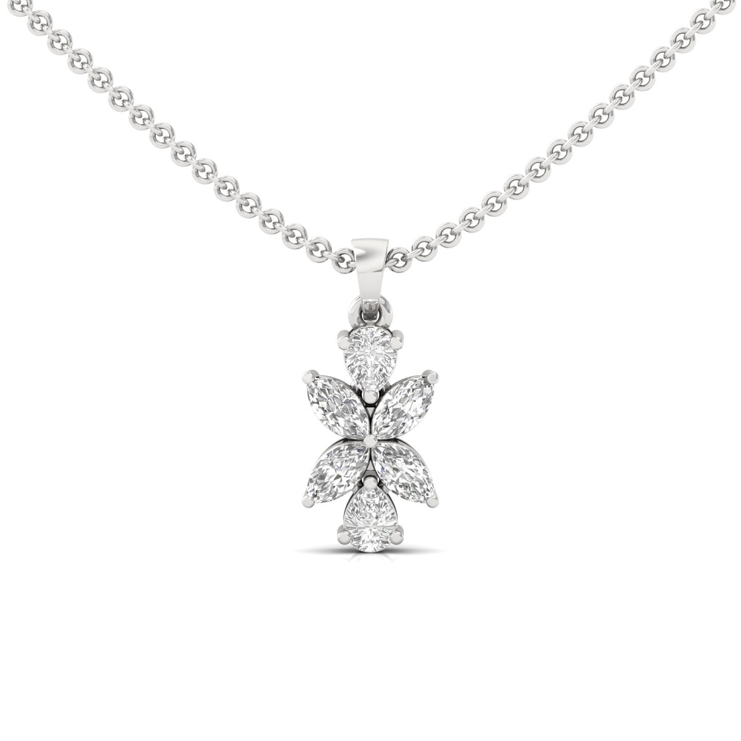 Marquise & Pear Cut Diamond Pendant with Emerald Accents (Without Chain) | Lab Grown CVD Diamond Jewellery | 925 Silver | 10K | 14K | 18K - Main View