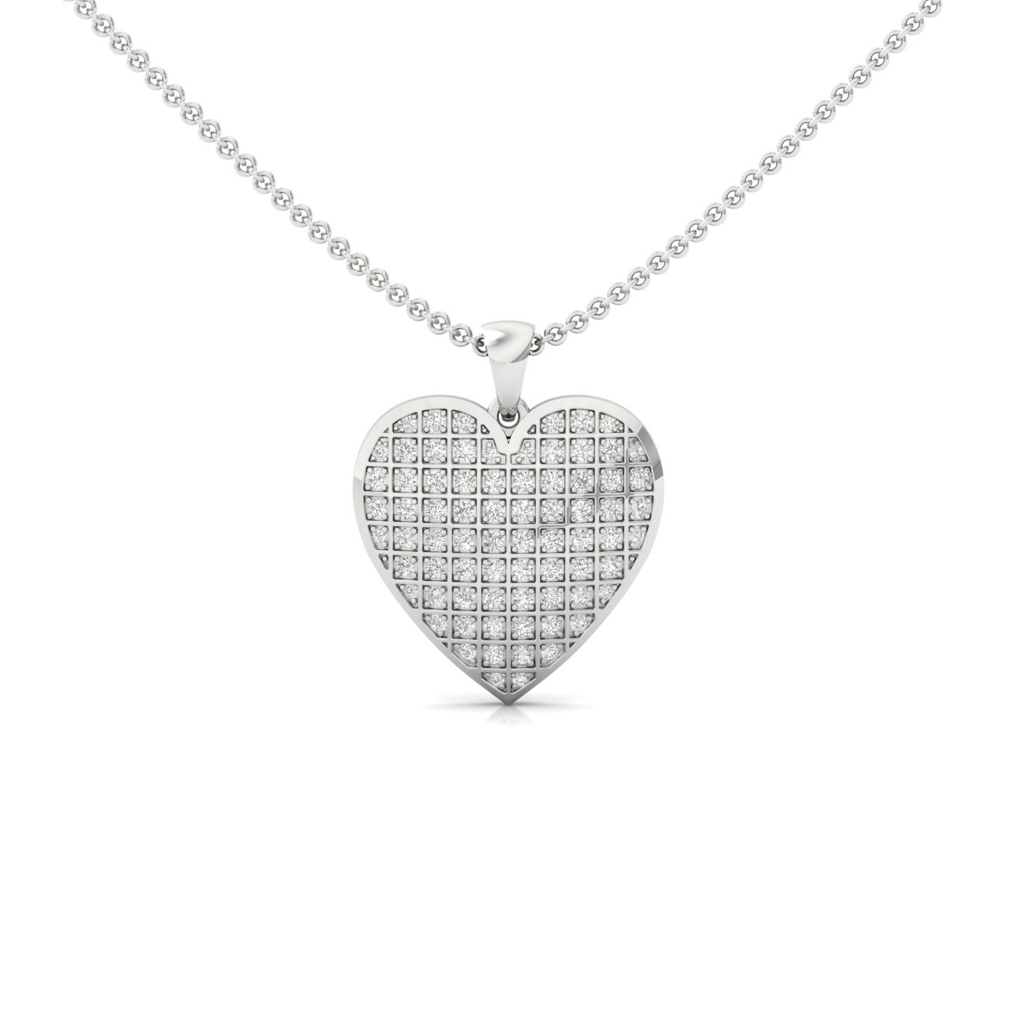 Round Diamond Heart Pendant | Lab Grown CVD Diamond Pave Pendant (Without Chain) | 925 Silver | 10K | 14K | 18K - Main View