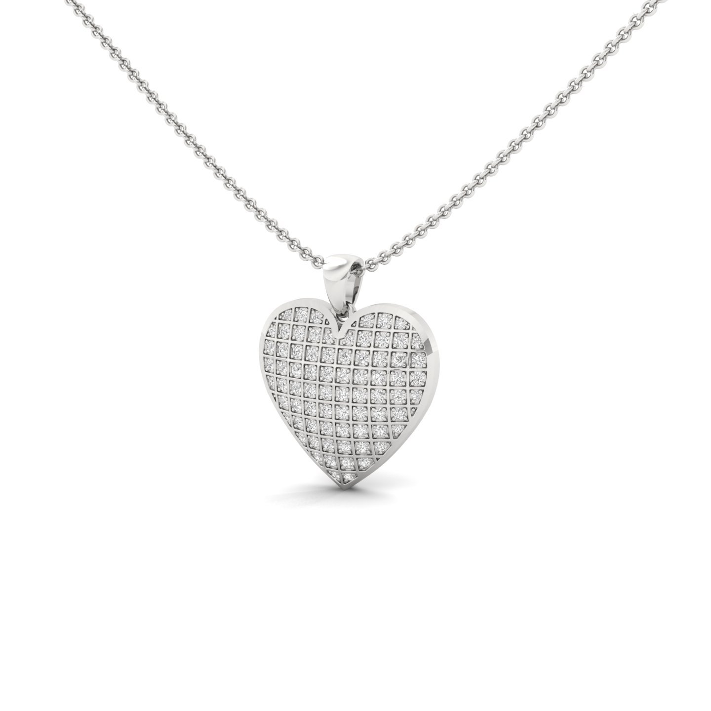 Round Diamond Heart Pendant | Lab Grown CVD Diamond Pave Pendant (Without Chain) | 925 Silver | 10K | 14K | 18K - View 2