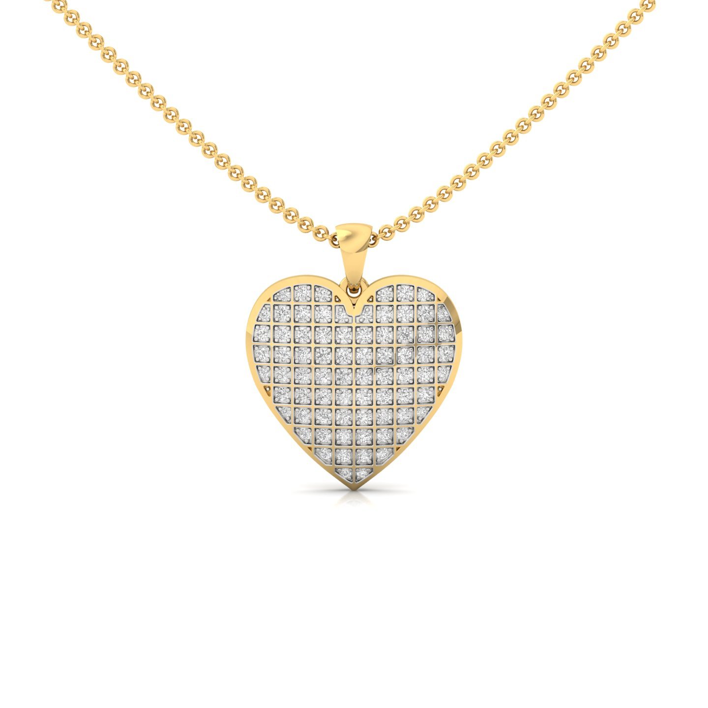 Round Diamond Heart Pendant | Lab Grown CVD Diamond Pave Pendant (Without Chain) | 925 Silver | 10K | 14K | 18K - Gold Main View