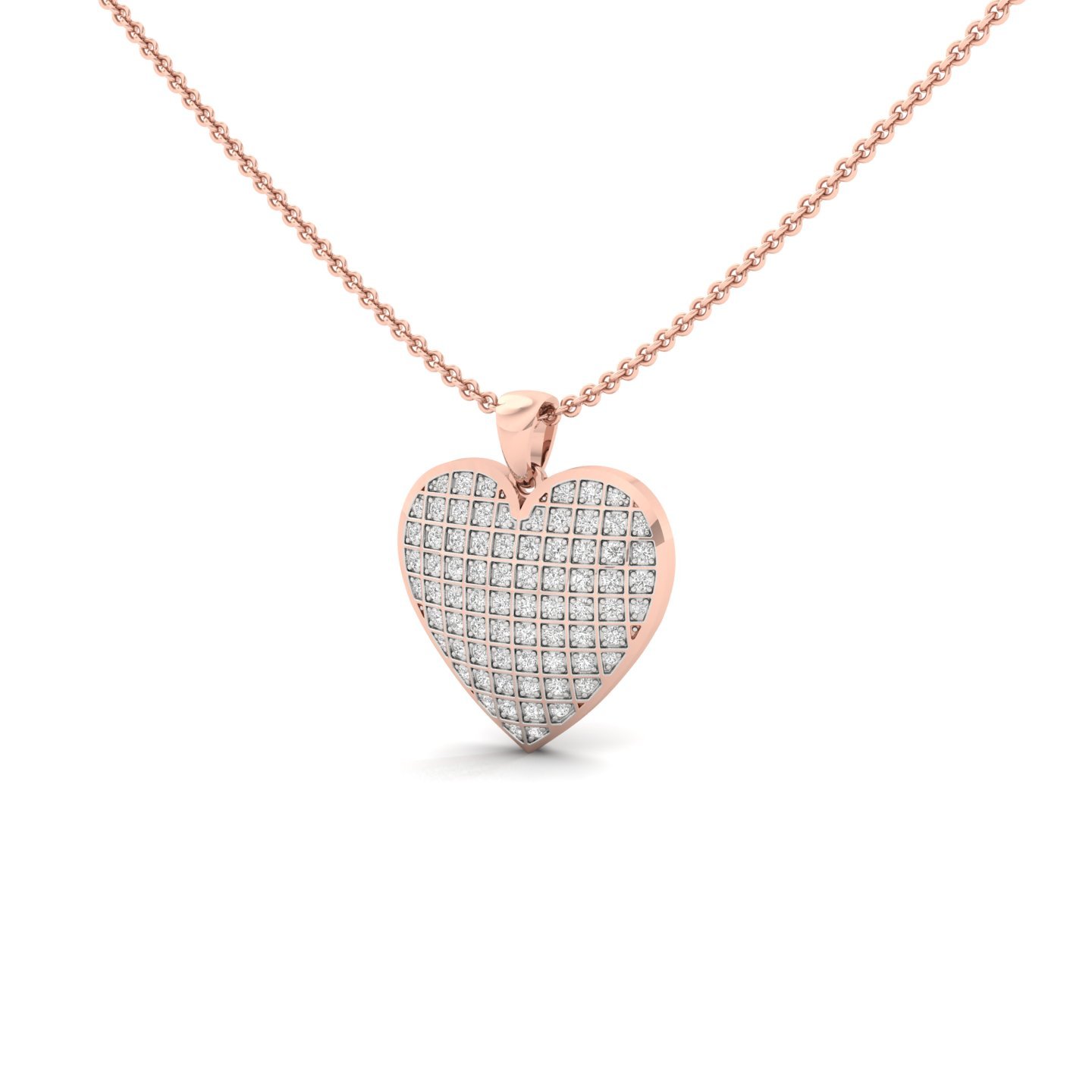 Round Diamond Heart Pendant | Lab Grown CVD Diamond Pave Pendant (Without Chain) | 925 Silver | 10K | 14K | 18K - View 2