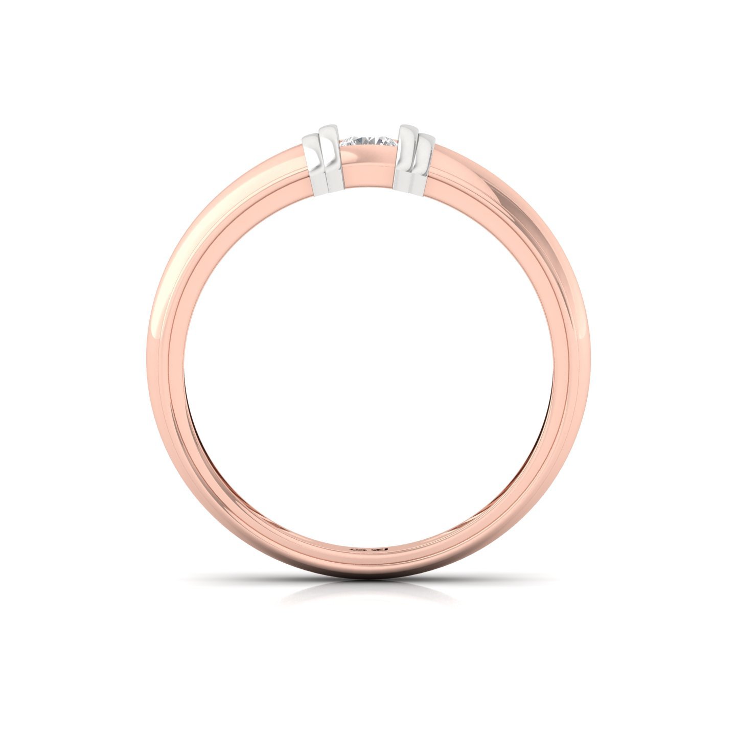 Round Cut Diamond Men’s Two-Tone Band Ring | Lab Grown CVD Diamond Solitaire Ring | 925 Silver | 10K | 14K | 18K - View 3