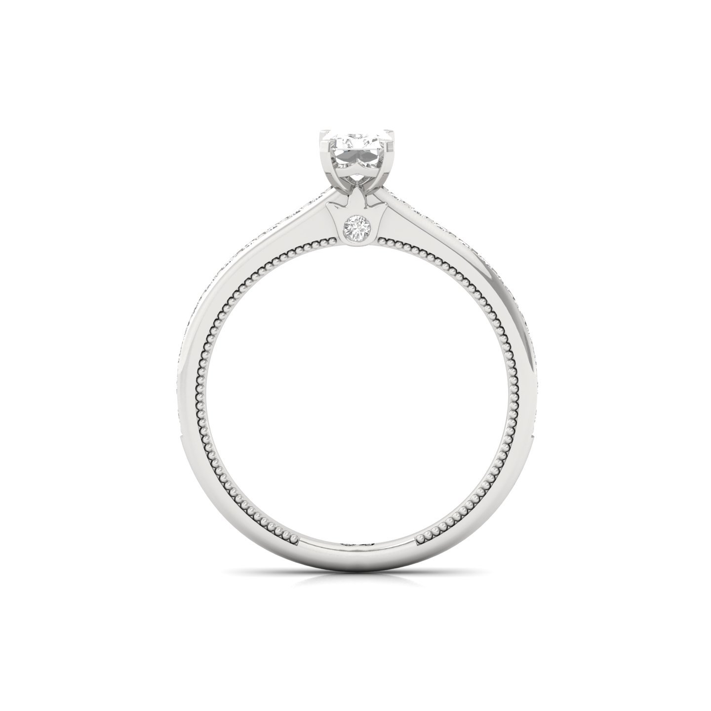 Radiant Cut Solitaire Engagement Ring with Diamond Band | Lab Grown CVD Diamond | Silver | 10K | 14K | 18K - View 3