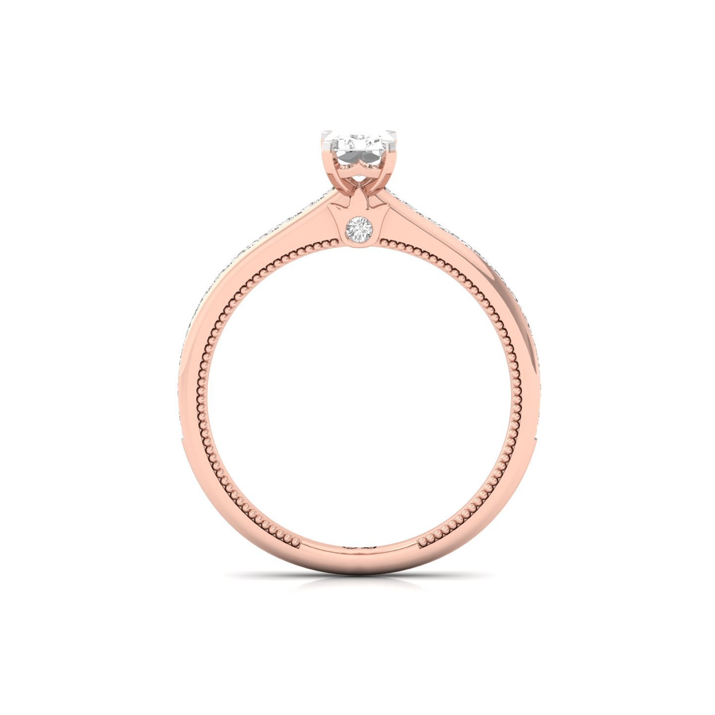 Radiant Cut Solitaire Engagement Ring with Diamond Band | Lab Grown CVD Diamond | Silver | 10K | 14K | 18K - View 3