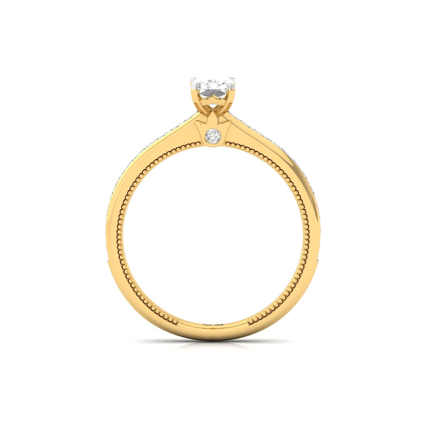 Radiant Cut Solitaire Engagement Ring with Diamond Band | Lab Grown CVD Diamond | Silver | 10K | 14K | 18K - View 3