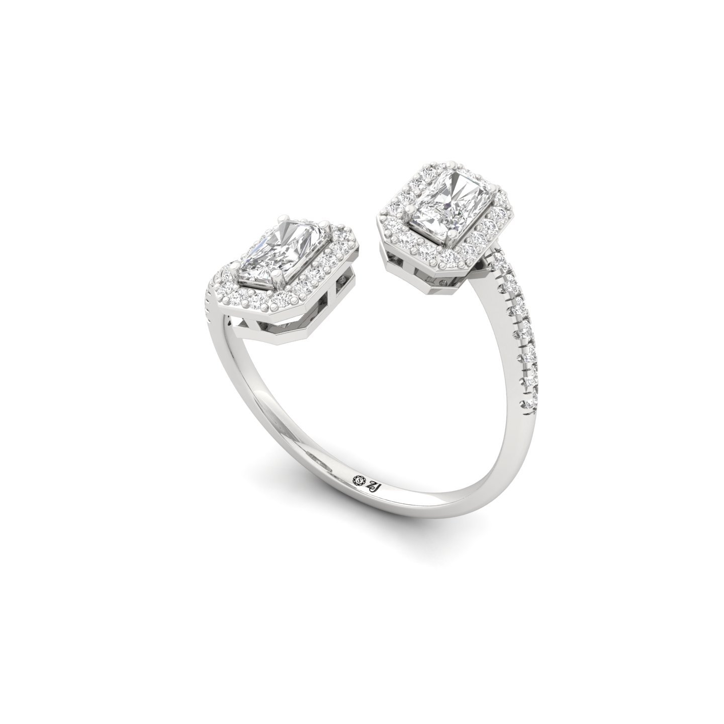 Double Radiant Halo & Toi Et Moi Open Ring | Lab Grown Diamond | Silver | 10K | 14K | 18K - View 2