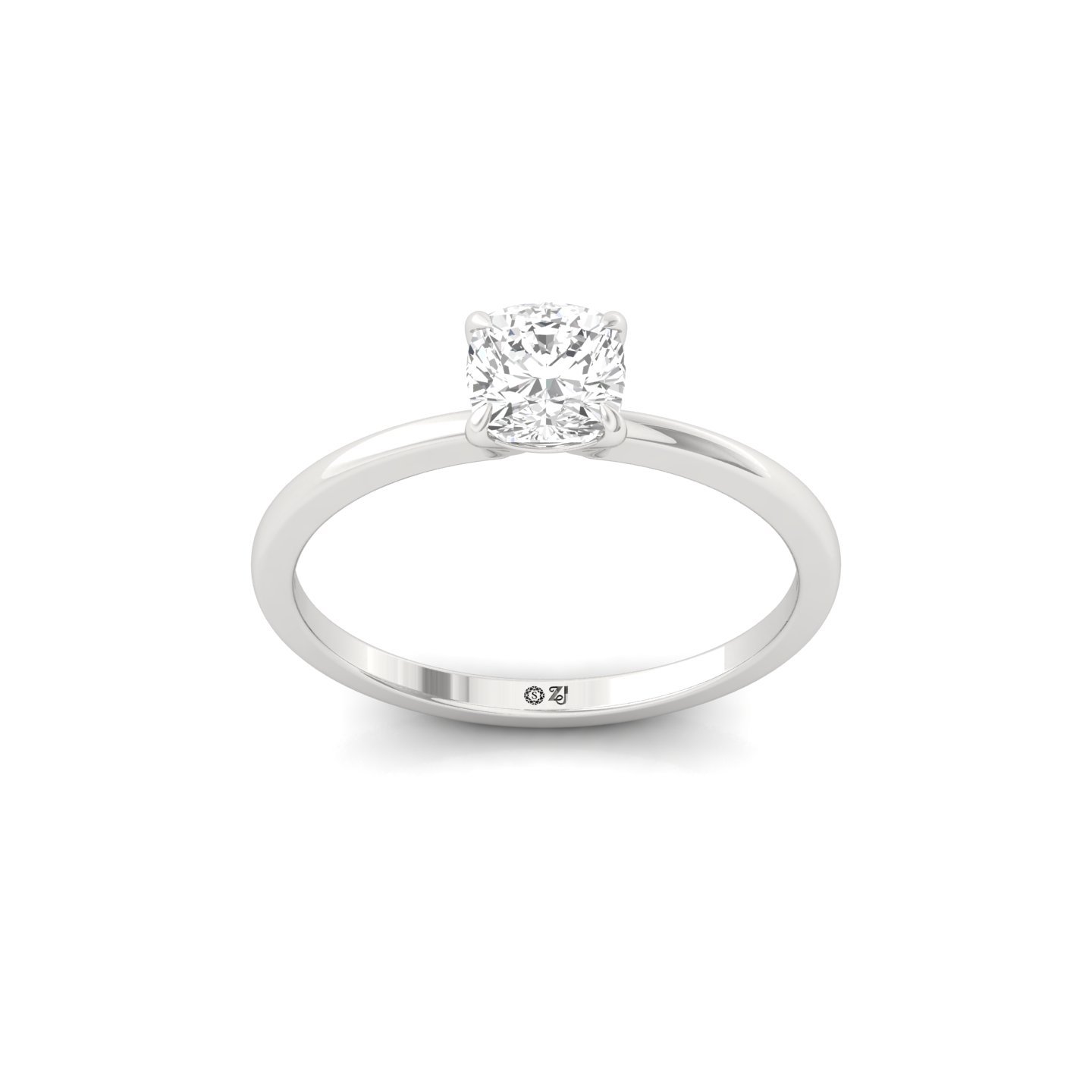 Cushion Cut Solitaire Engagement Ring | Lab Grown Diamond | Minimalist Solitaire Ring | 925 Silver | 10K | 14K | 18K - Main View