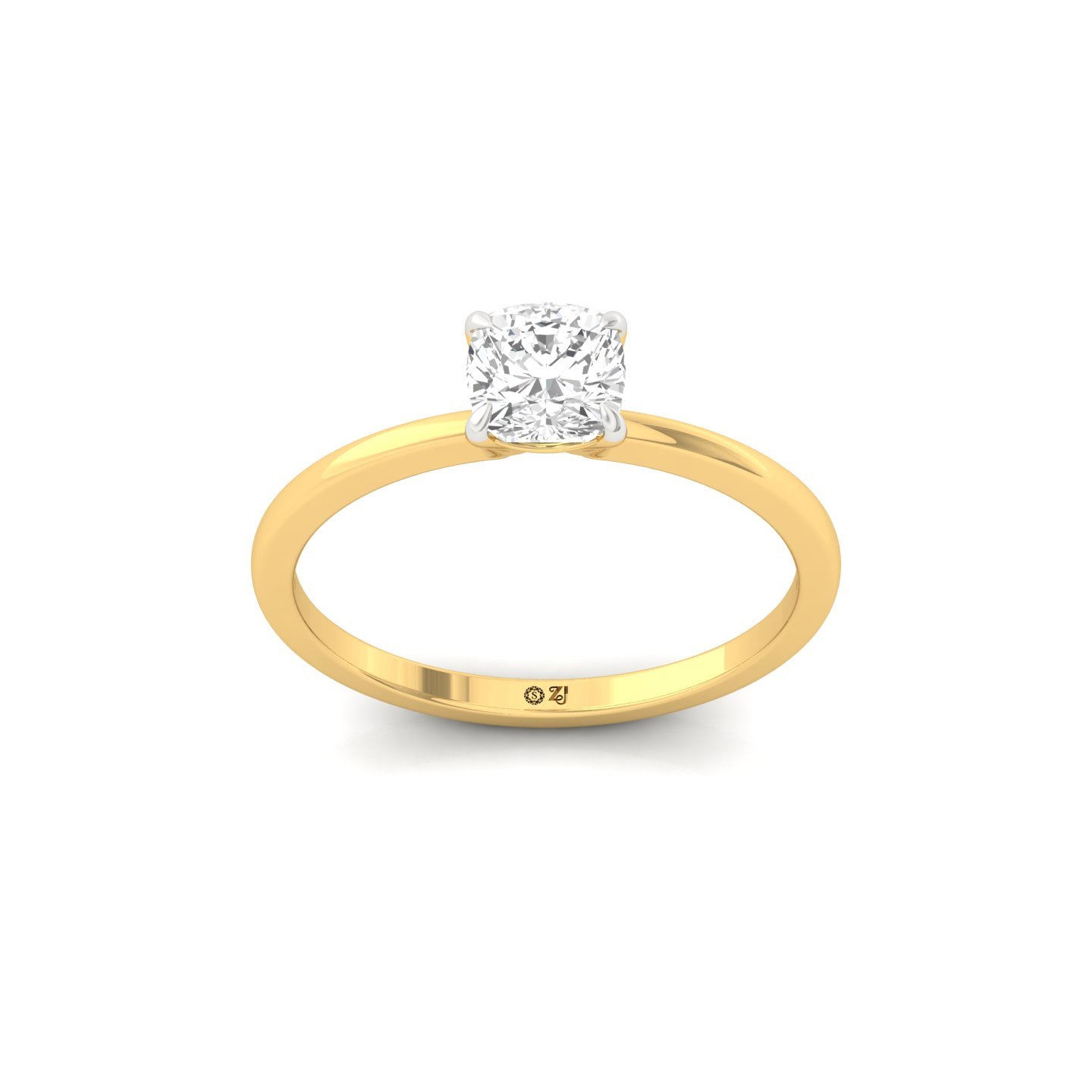 Cushion Cut Solitaire Engagement Ring | Lab Grown Diamond | Minimalist Solitaire Ring | 925 Silver | 10K | 14K | 18K - Gold Main View