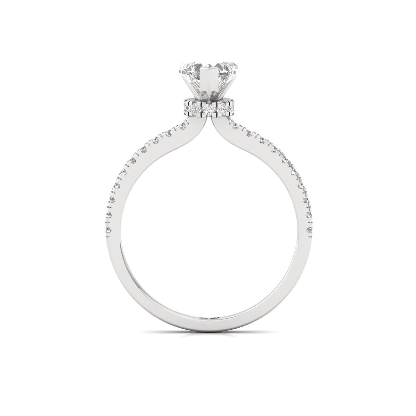 Heart Cut Solitaire Diamond Engagement Ring | Lab Grown Diamond | Pavé Band Ring | 925 Silver | 10K | 14K | 18K - View 3