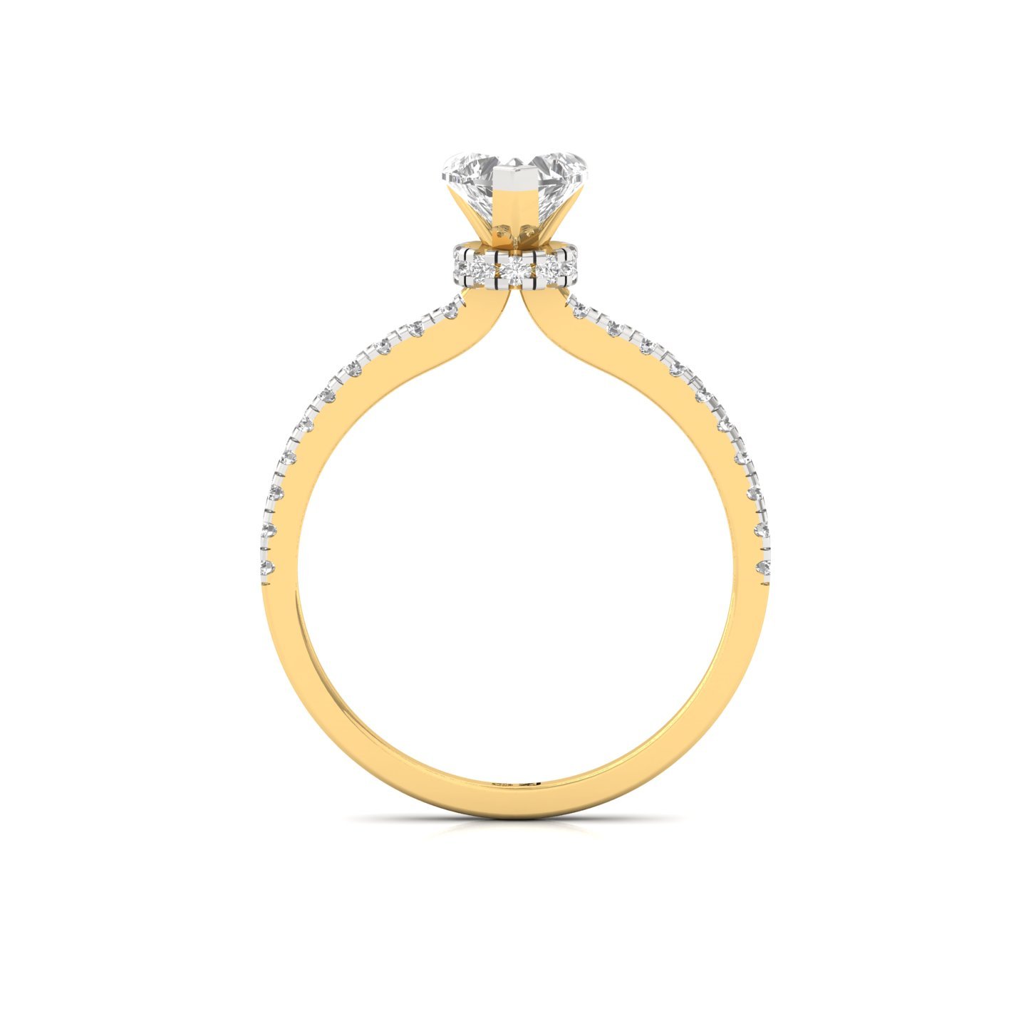 Heart Cut Solitaire Diamond Engagement Ring | Lab Grown Diamond | Pavé Band Ring | 925 Silver | 10K | 14K | 18K - View 3