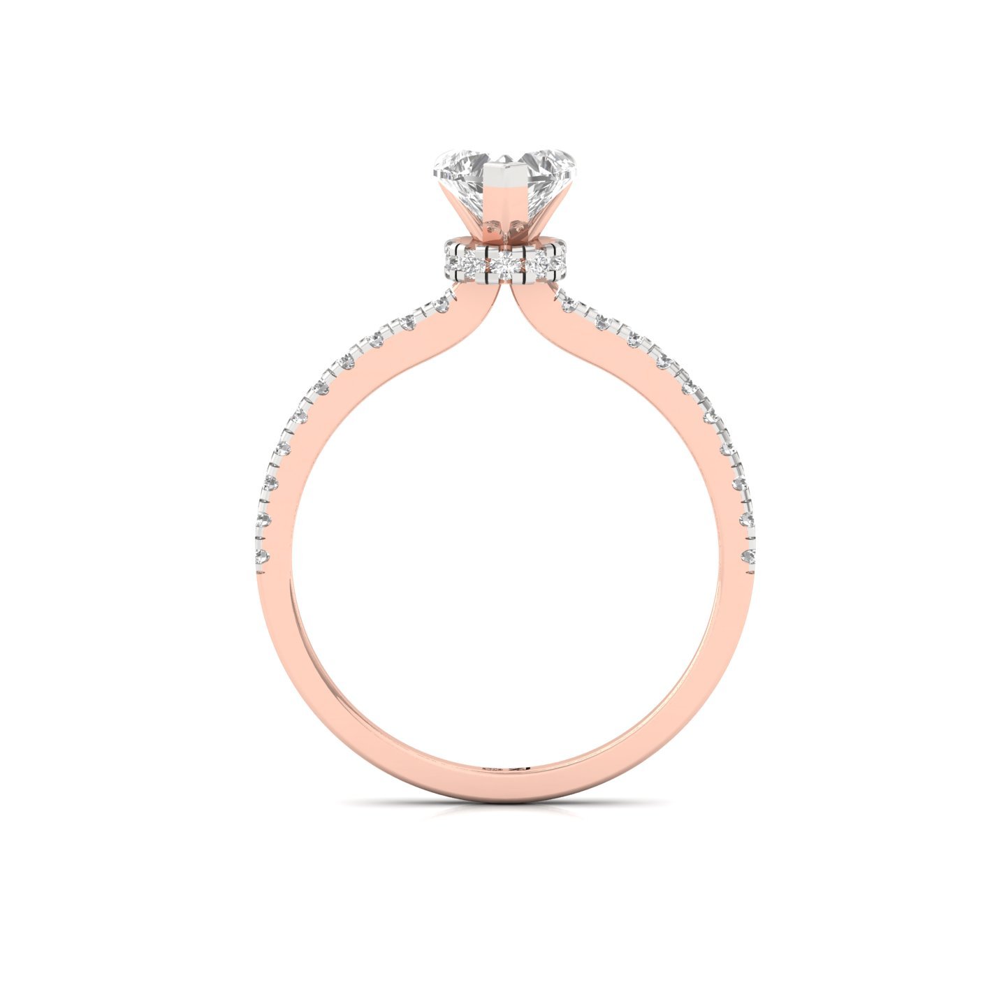 Heart Cut Solitaire Diamond Engagement Ring | Lab Grown Diamond | Pavé Band Ring | 925 Silver | 10K | 14K | 18K - View 3