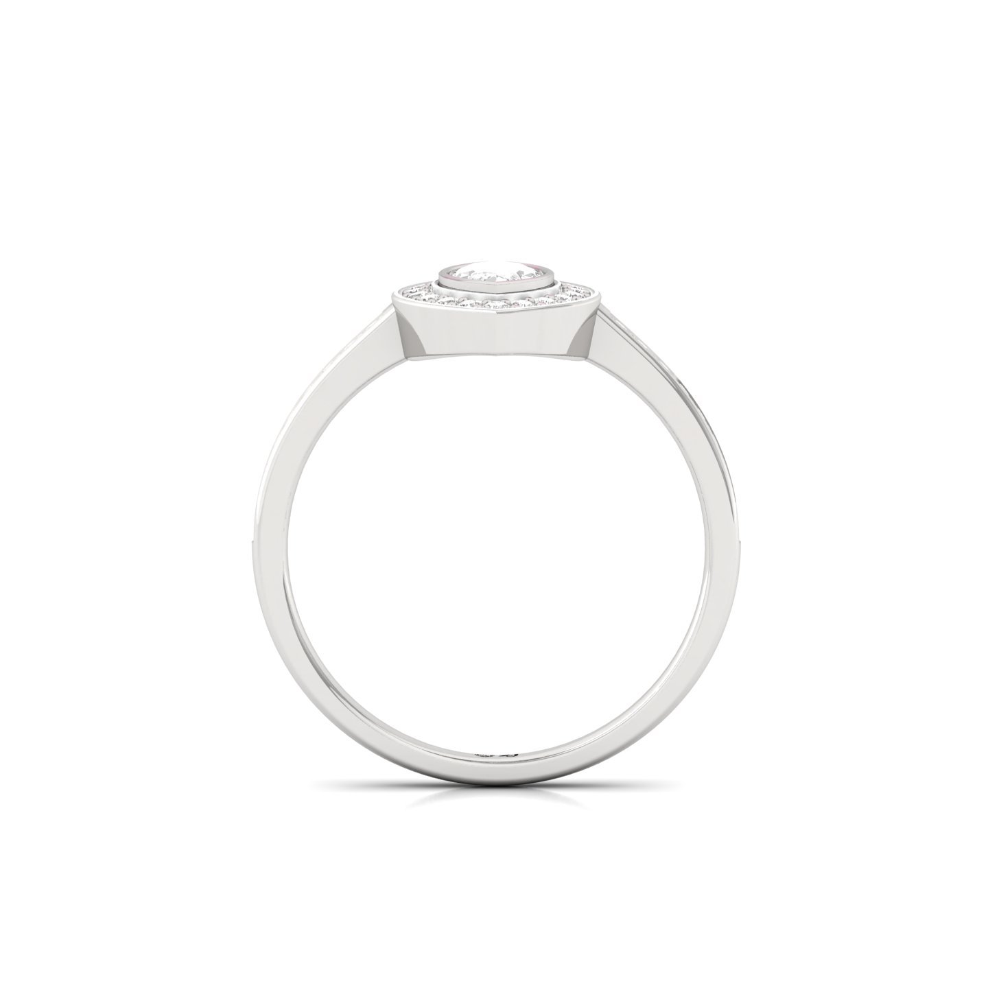 Marquise Cut Diamond Halo Engagement Ring | Lab Grown CVD Diamond Solitaire with Pavé Band | 925 Silver | 10K | 14K | 18K - View 3