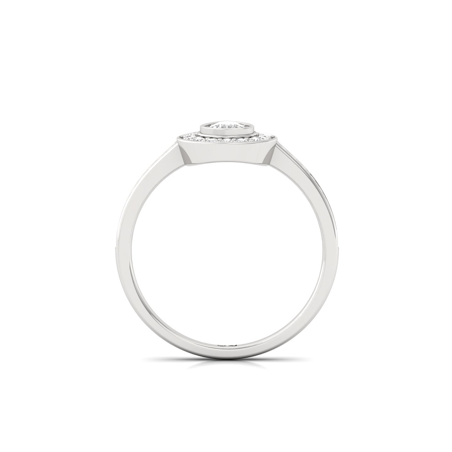 Pear Cut Diamond Halo Engagement Ring | Lab Grown CVD Diamond Solitaire with Pavé Band | 925 Silver | 10K | 14K | 18K - View 3