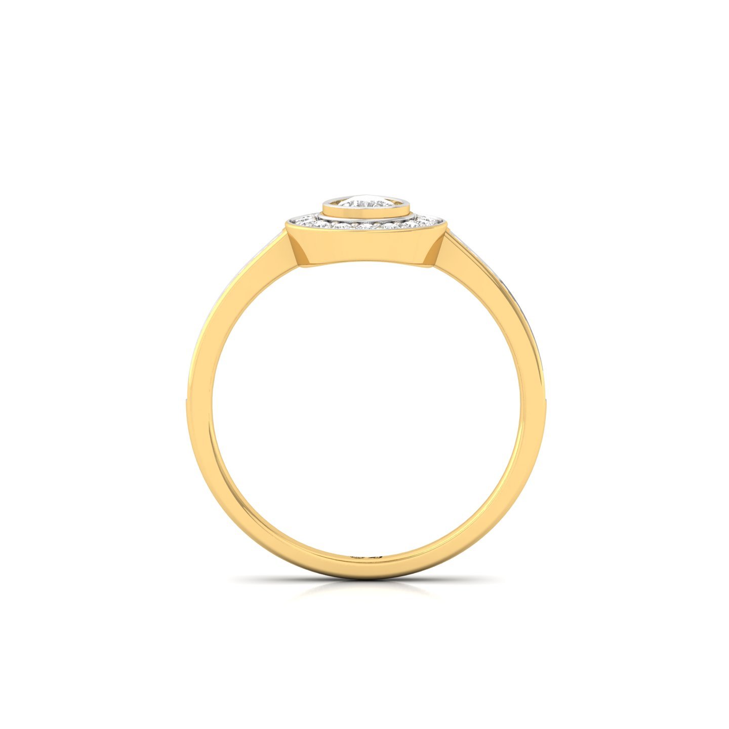 Pear Cut Diamond Halo Engagement Ring | Lab Grown CVD Diamond Solitaire with Pavé Band | 925 Silver | 10K | 14K | 18K - View 3