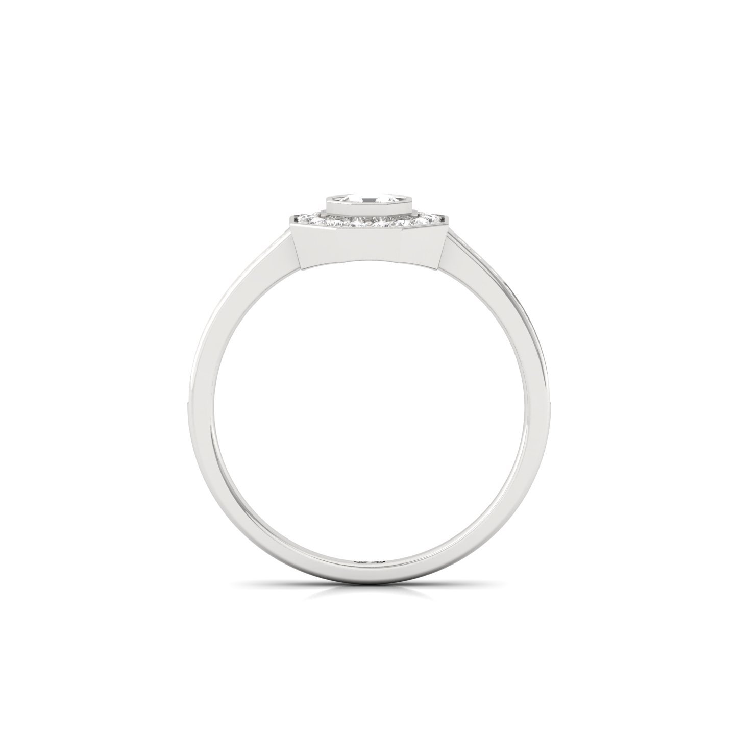 Octagon Cut Diamond Halo Engagement Ring | Lab Grown CVD Diamond Solitaire with Pavé Band | 925 Silver | 10K | 14K | 18K - View 3