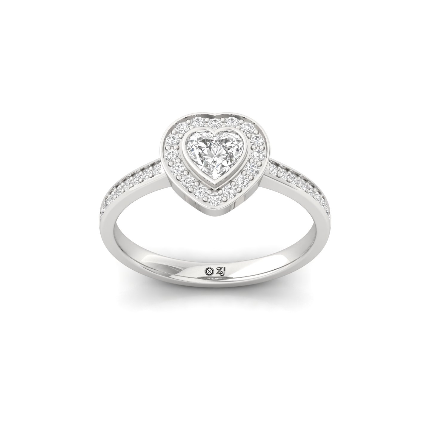 Heart Cut Diamond Engagement Ring | Romantic Lab Grown CVD Diamond Halo Ring | 925 Silver | 10K | 14K | 18K - Main View