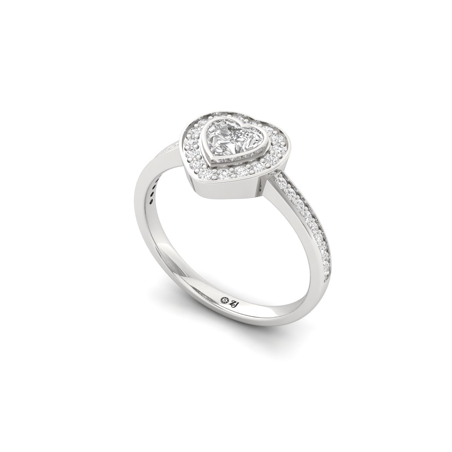 Heart Cut Diamond Engagement Ring | Romantic Lab Grown CVD Diamond Halo Ring | 925 Silver | 10K | 14K | 18K - View 2