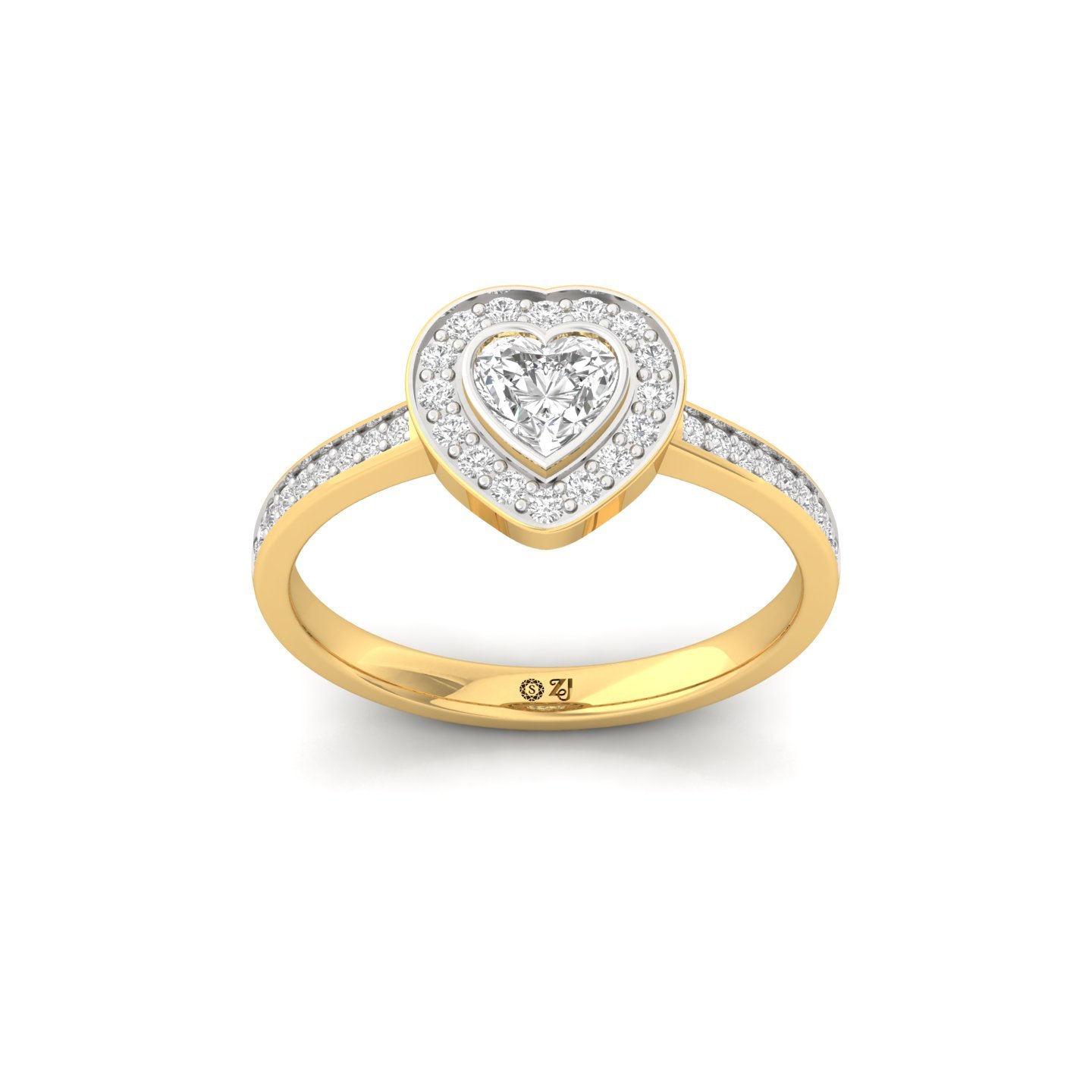 Heart Cut Diamond Engagement Ring | Romantic Lab Grown CVD Diamond Halo Ring | 925 Silver | 10K | 14K | 18K - Gold Main View