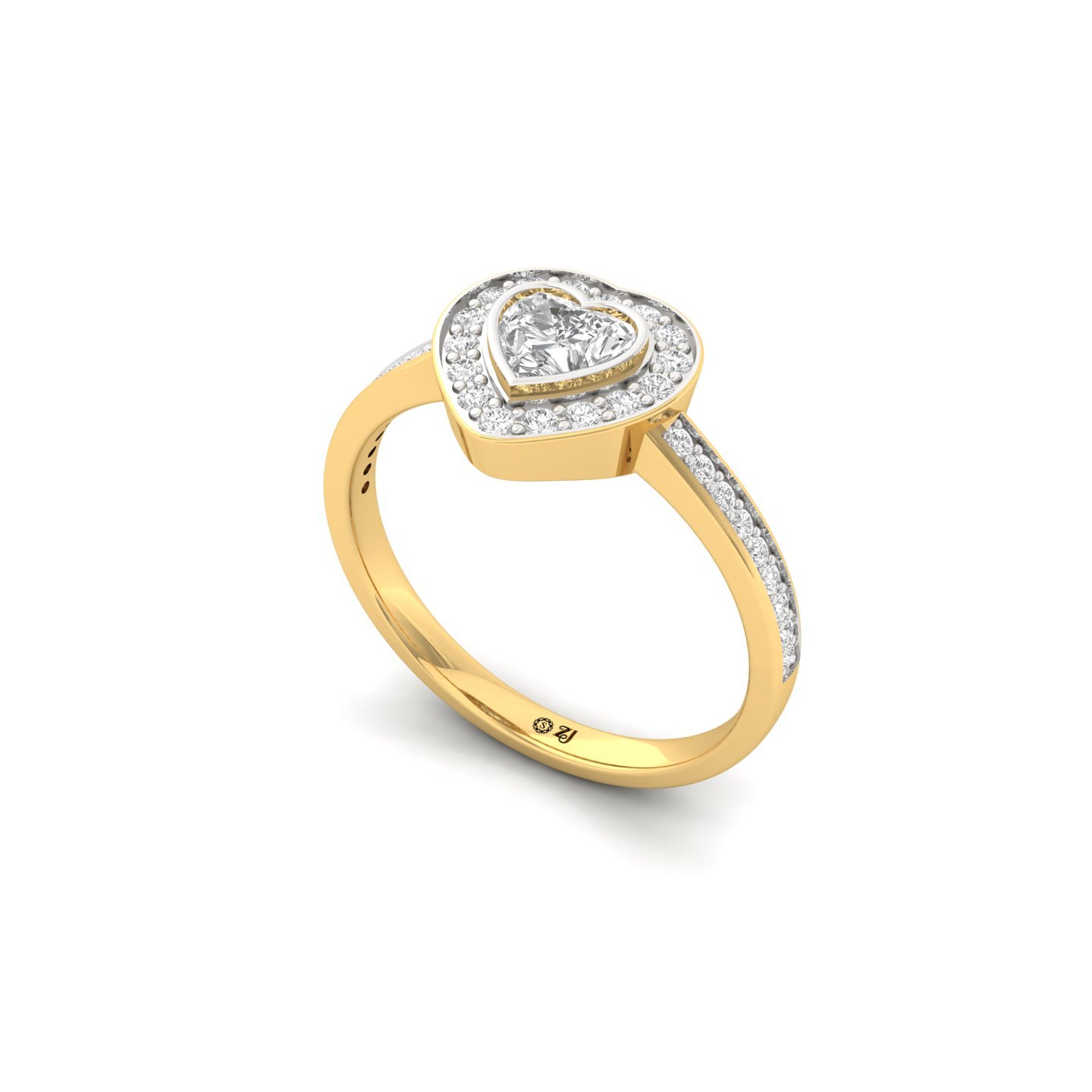 Heart Cut Diamond Engagement Ring | Romantic Lab Grown CVD Diamond Halo Ring | 925 Silver | 10K | 14K | 18K - View 2