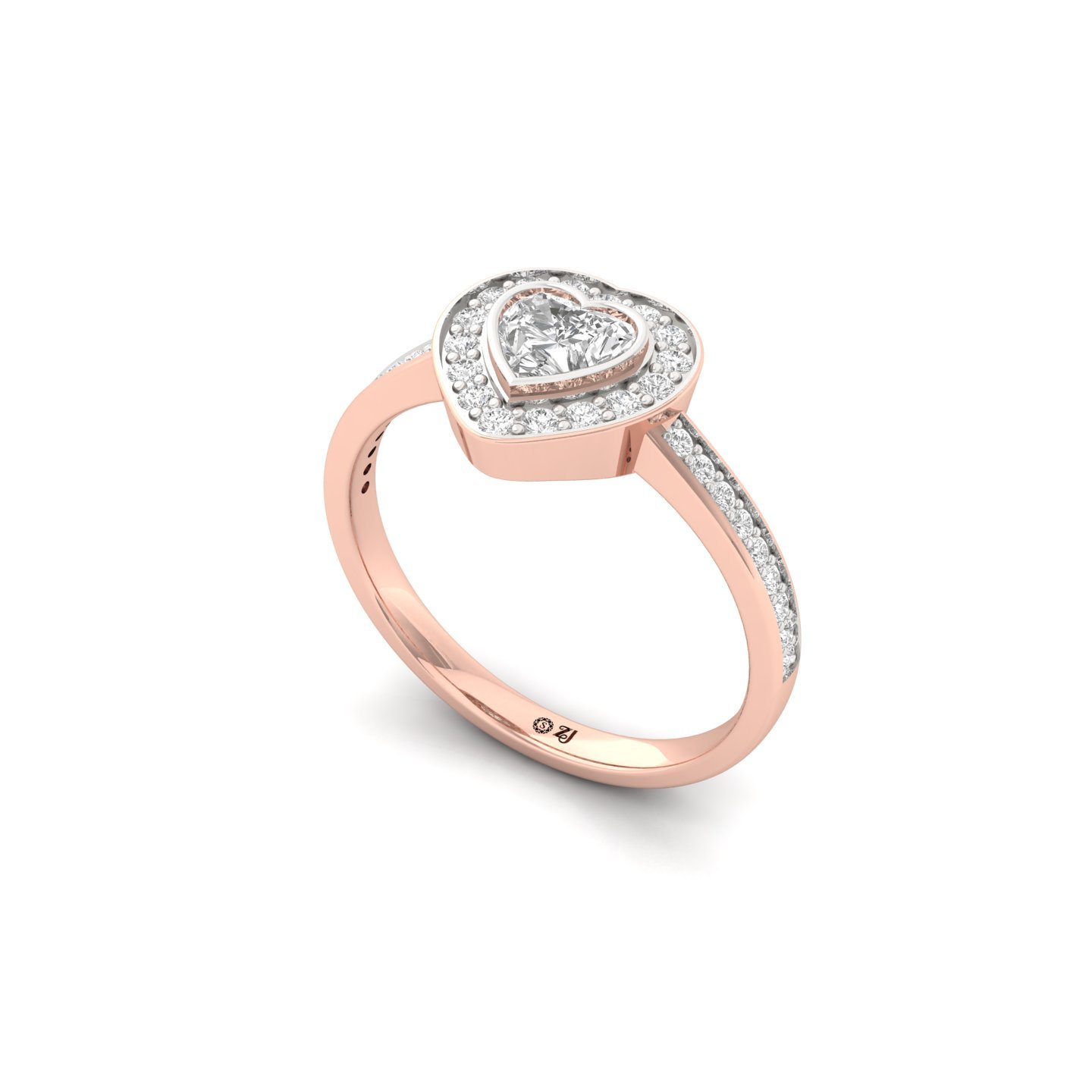 Heart Cut Diamond Engagement Ring | Romantic Lab Grown CVD Diamond Halo Ring | 925 Silver | 10K | 14K | 18K - View 2