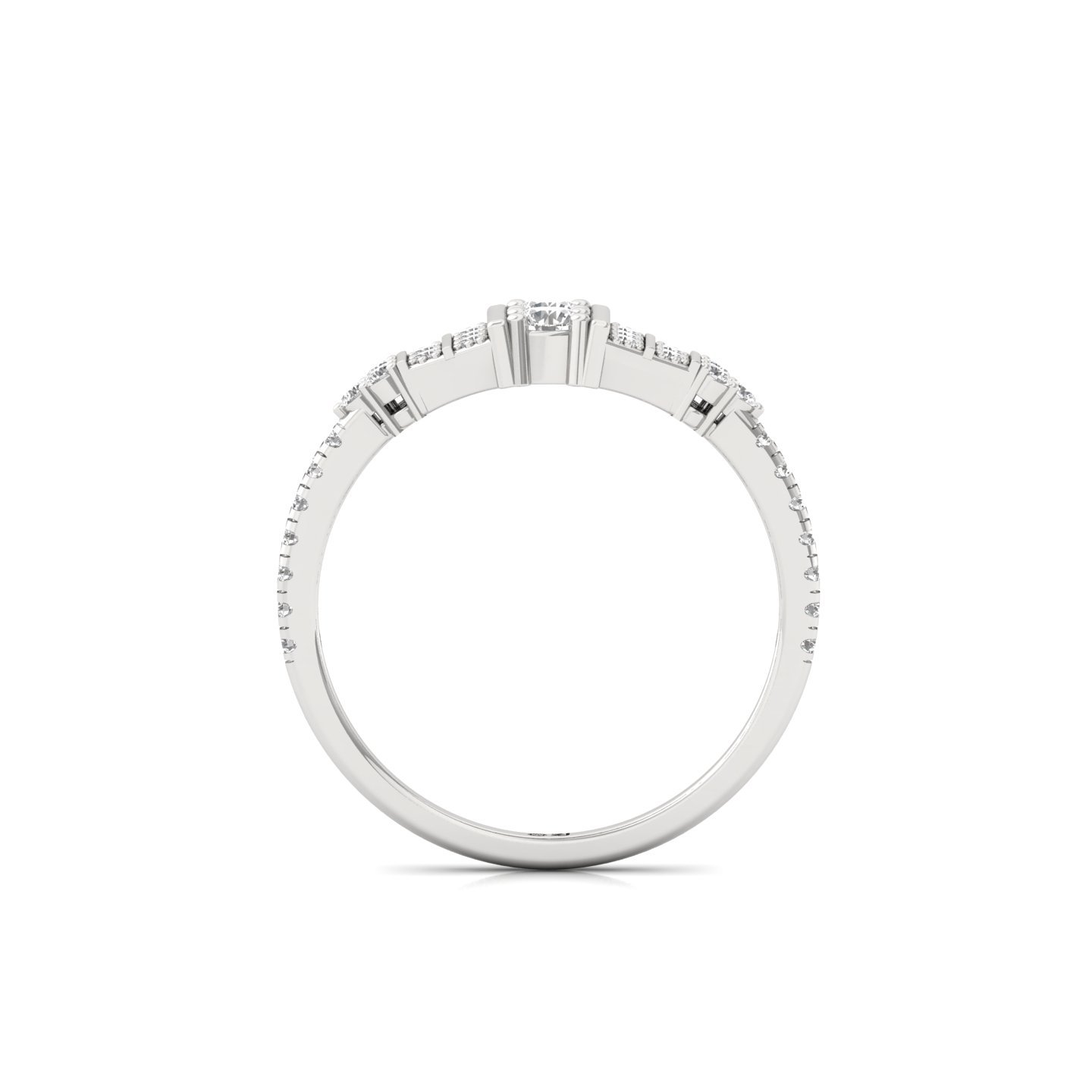 Round Cut Diamond Vintage Style Engagement Ring | Lab Grown CVD Diamond Multi-Stone Ring | 925 Silver | 10K | 14K | 18K - View 3