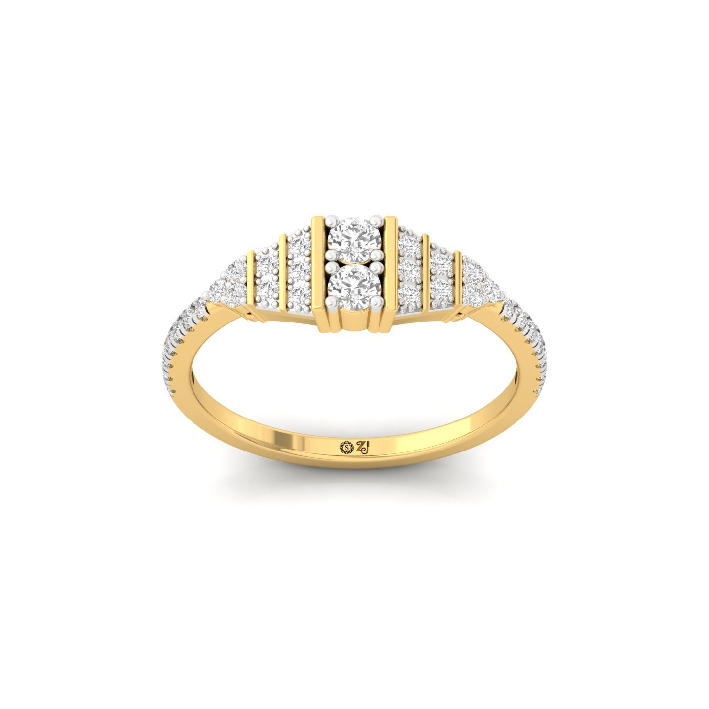 Round Cut Diamond Vintage Style Engagement Ring | Lab Grown CVD Diamond Multi-Stone Ring | 925 Silver | 10K | 14K | 18K - Gold Main View