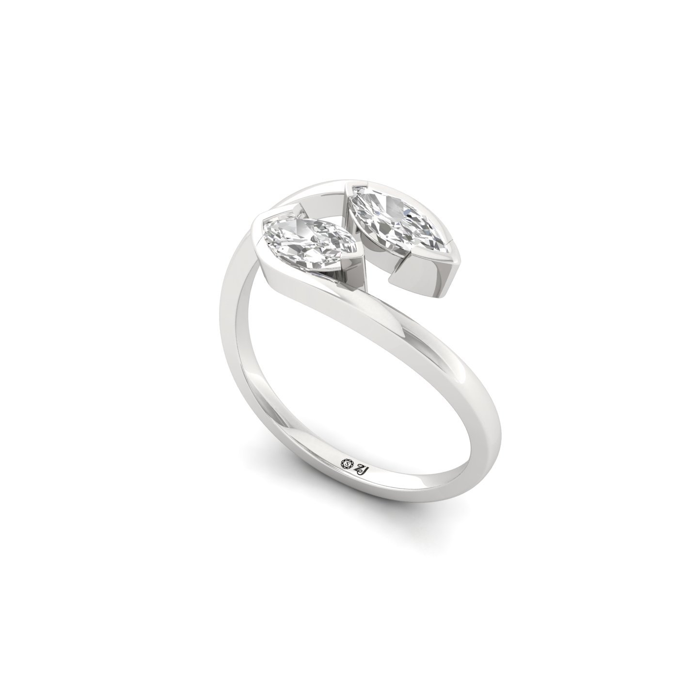 Marquise Cut Diamond Toi Et Moi Ring | Lab Grown CVD Diamond Dual Stone Ring | 925 Silver | 10K | 14K | 18K - View 2