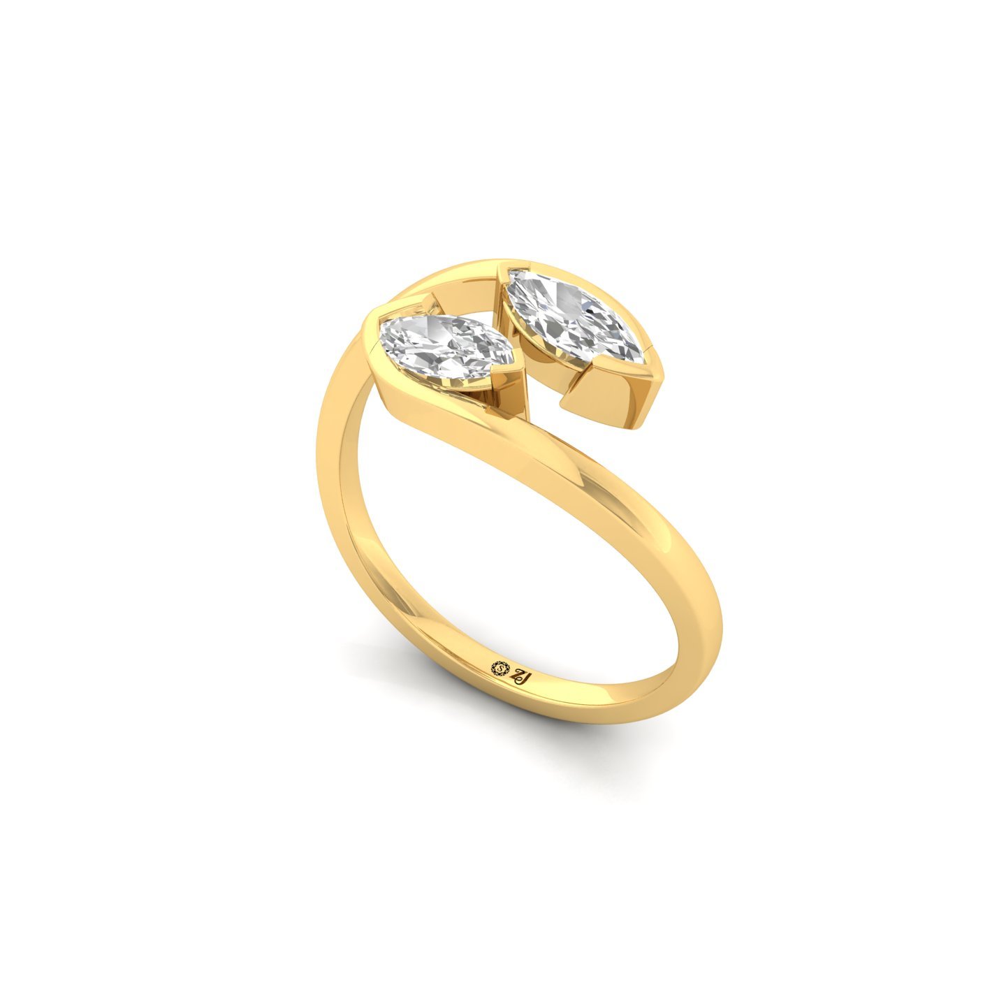 Marquise Cut Diamond Toi Et Moi Ring | Lab Grown CVD Diamond Dual Stone Ring | 925 Silver | 10K | 14K | 18K - View 2