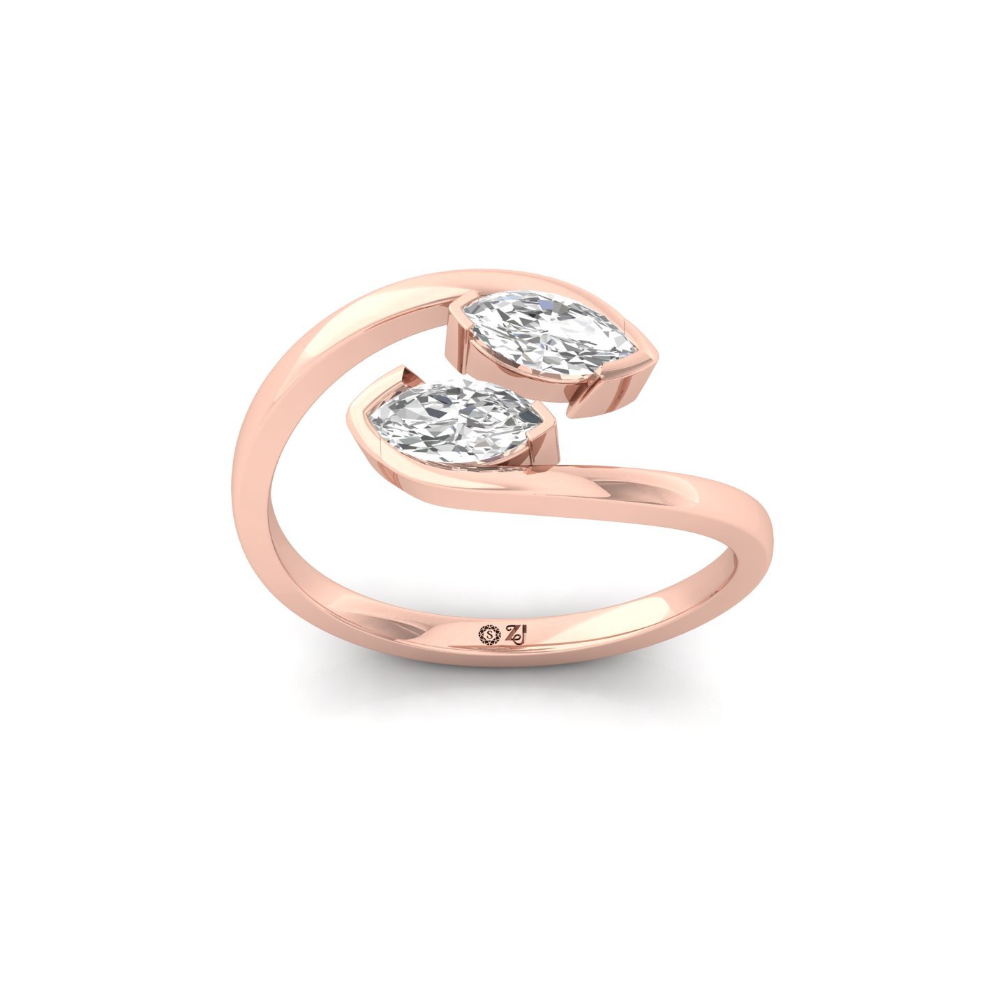 Marquise Cut Diamond Toi Et Moi Ring | Lab Grown CVD Diamond Dual Stone Ring | 925 Silver | 10K | 14K | 18K - Rose Gold Main View