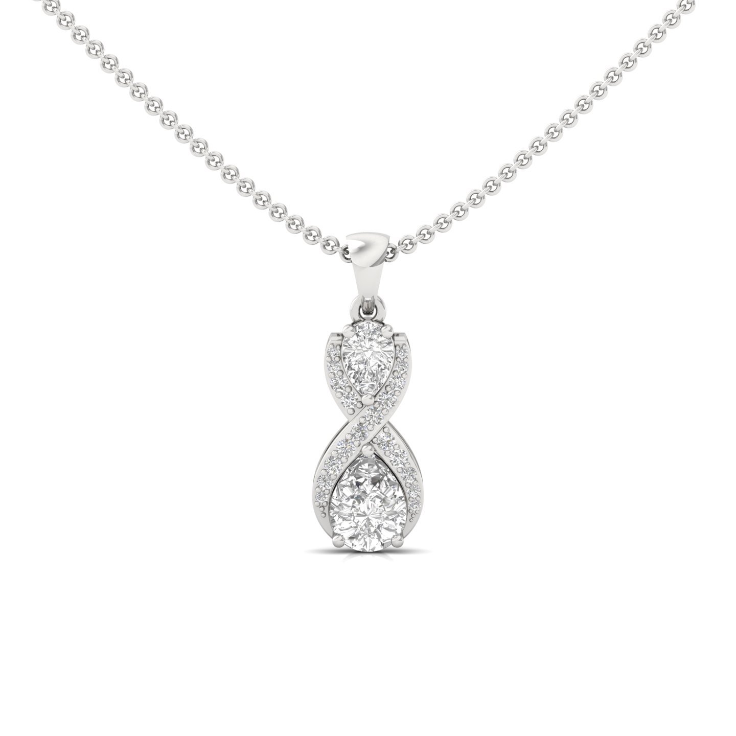 Pear & Round Cut Diamond Infinity Pendant | Lab Grown CVD Diamond Pendant Necklace (Without Chain) | 925 Silver | 10K | 14K | 18K - Main View
