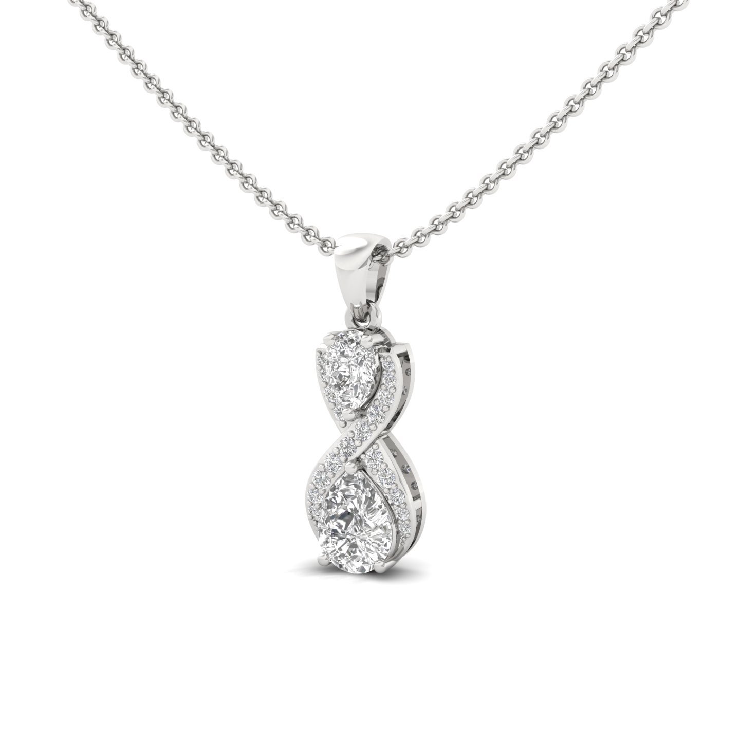 Pear & Round Cut Diamond Infinity Pendant | Lab Grown CVD Diamond Pendant Necklace (Without Chain) | 925 Silver | 10K | 14K | 18K - View 2