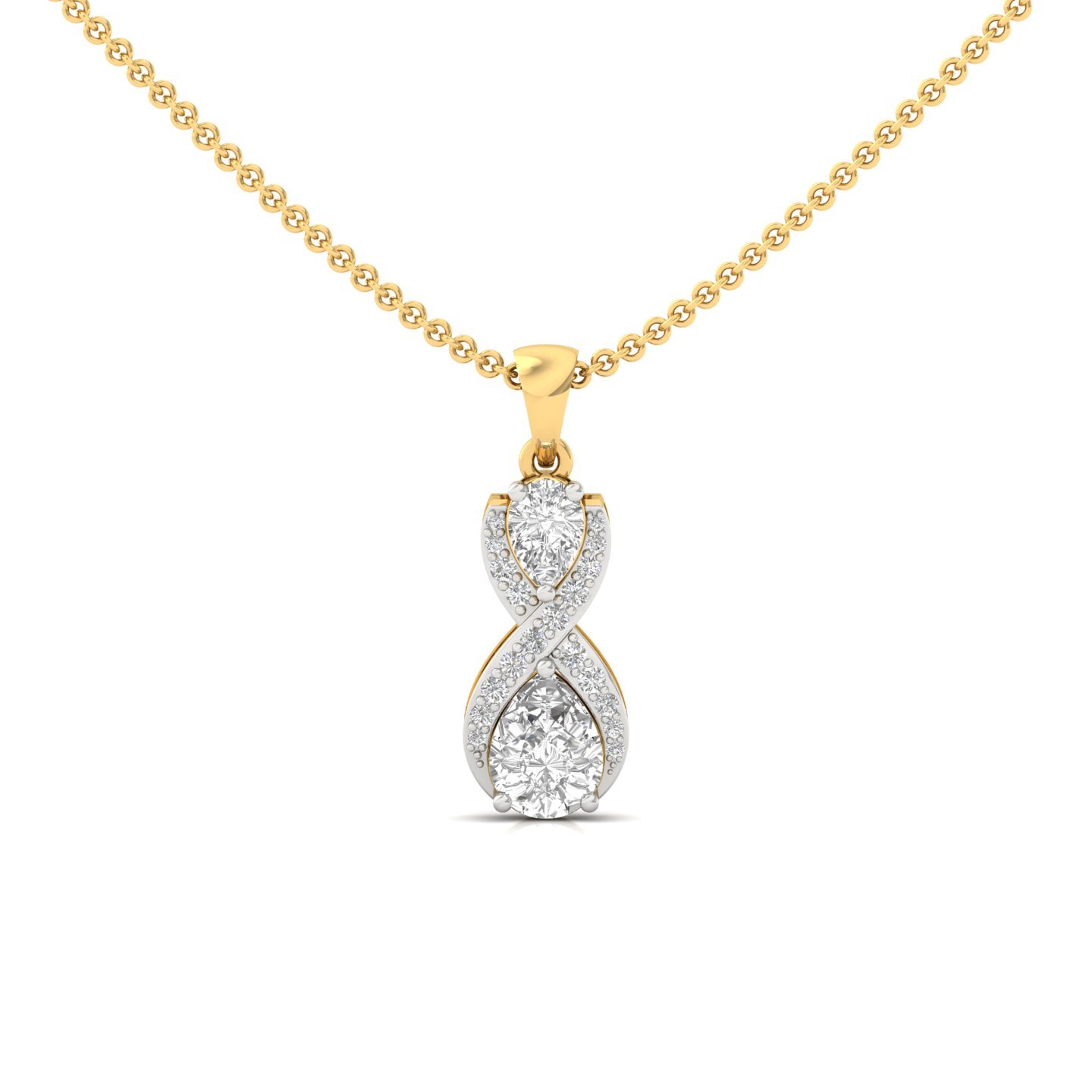 Pear & Round Cut Diamond Infinity Pendant | Lab Grown CVD Diamond Pendant Necklace (Without Chain) | 925 Silver | 10K | 14K | 18K - Gold Main View