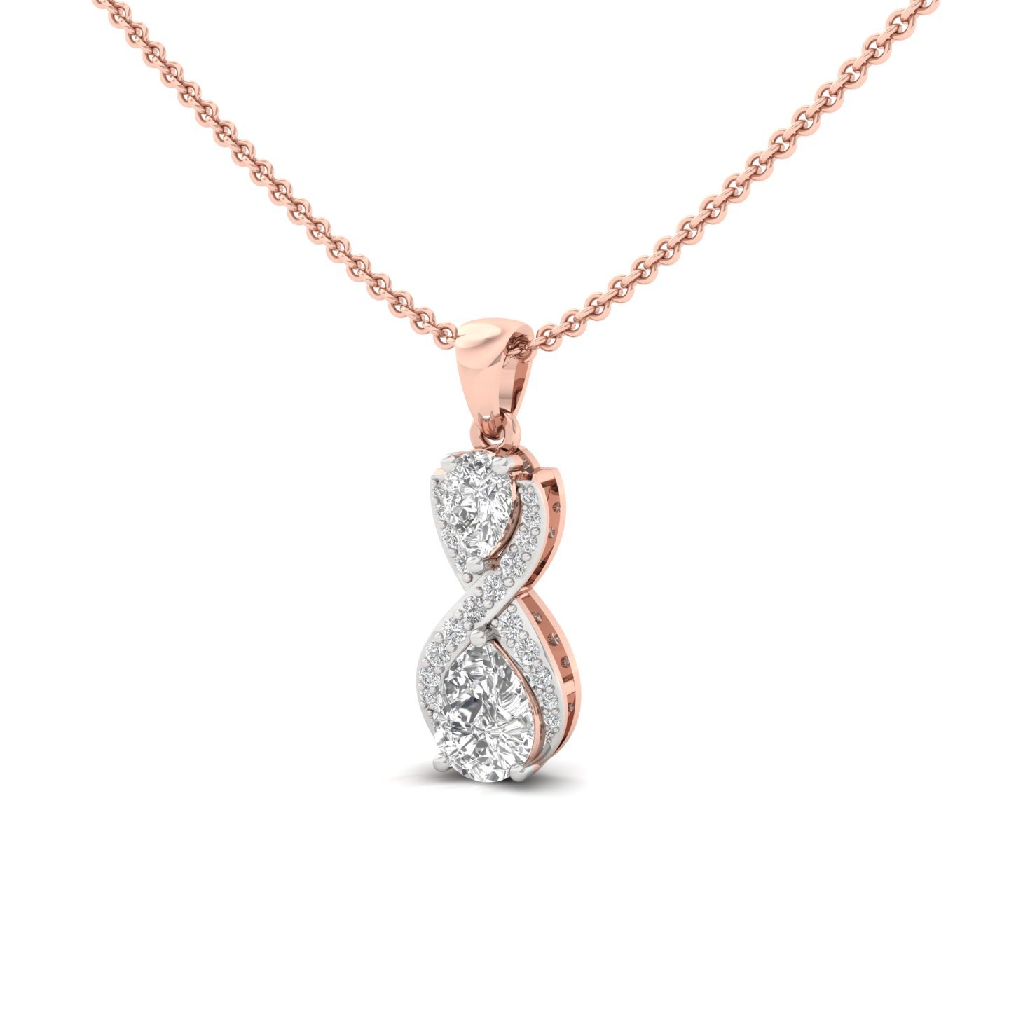 Pear & Round Cut Diamond Infinity Pendant | Lab Grown CVD Diamond Pendant Necklace (Without Chain) | 925 Silver | 10K | 14K | 18K - View 2
