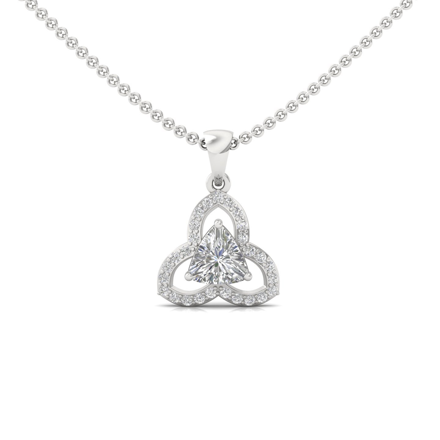 Trillion Cut Diamond Celtic Pendant | Lab Grown CVD Diamond Pendant Necklace (Without Chain) | 925 Silver | 10K | 14K | 18K - Main View