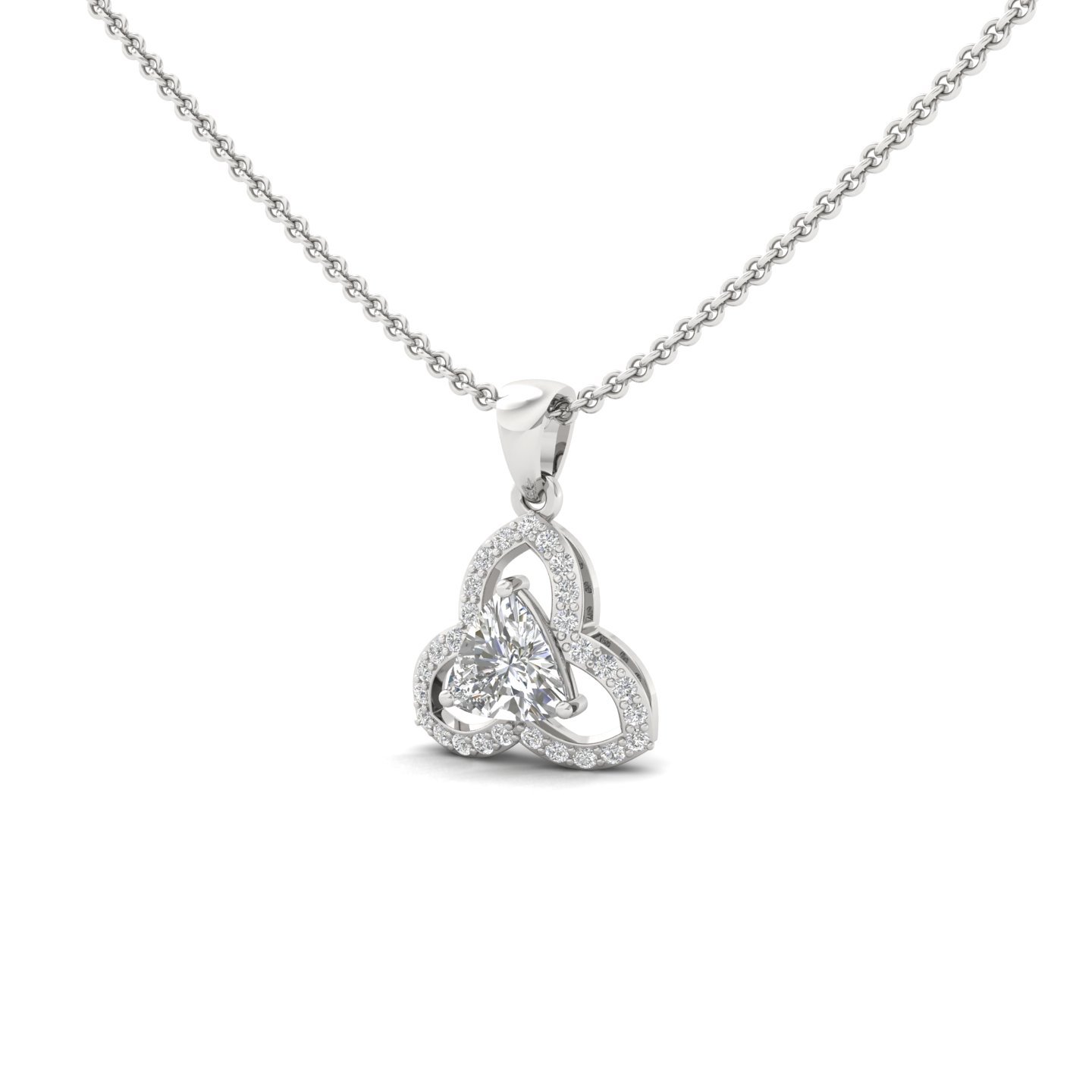 Trillion Cut Diamond Celtic Pendant | Lab Grown CVD Diamond Pendant Necklace (Without Chain) | 925 Silver | 10K | 14K | 18K - View 2