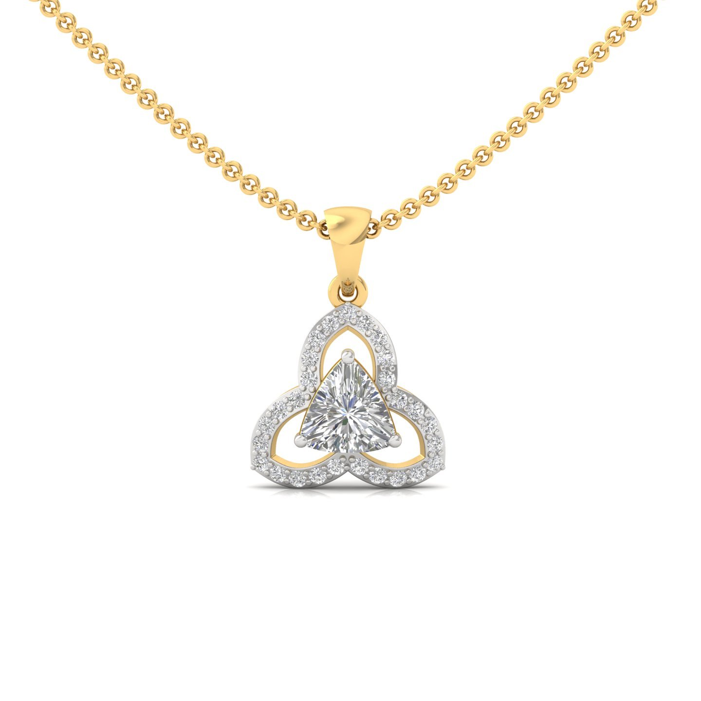 Trillion Cut Diamond Celtic Pendant | Lab Grown CVD Diamond Pendant Necklace (Without Chain) | 925 Silver | 10K | 14K | 18K - Gold Main View