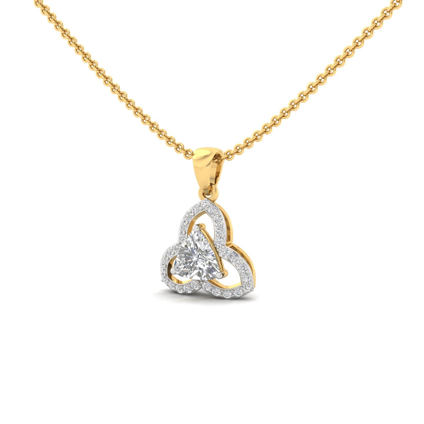 Trillion Cut Diamond Celtic Pendant | Lab Grown CVD Diamond Pendant Necklace (Without Chain) | 925 Silver | 10K | 14K | 18K - View 2