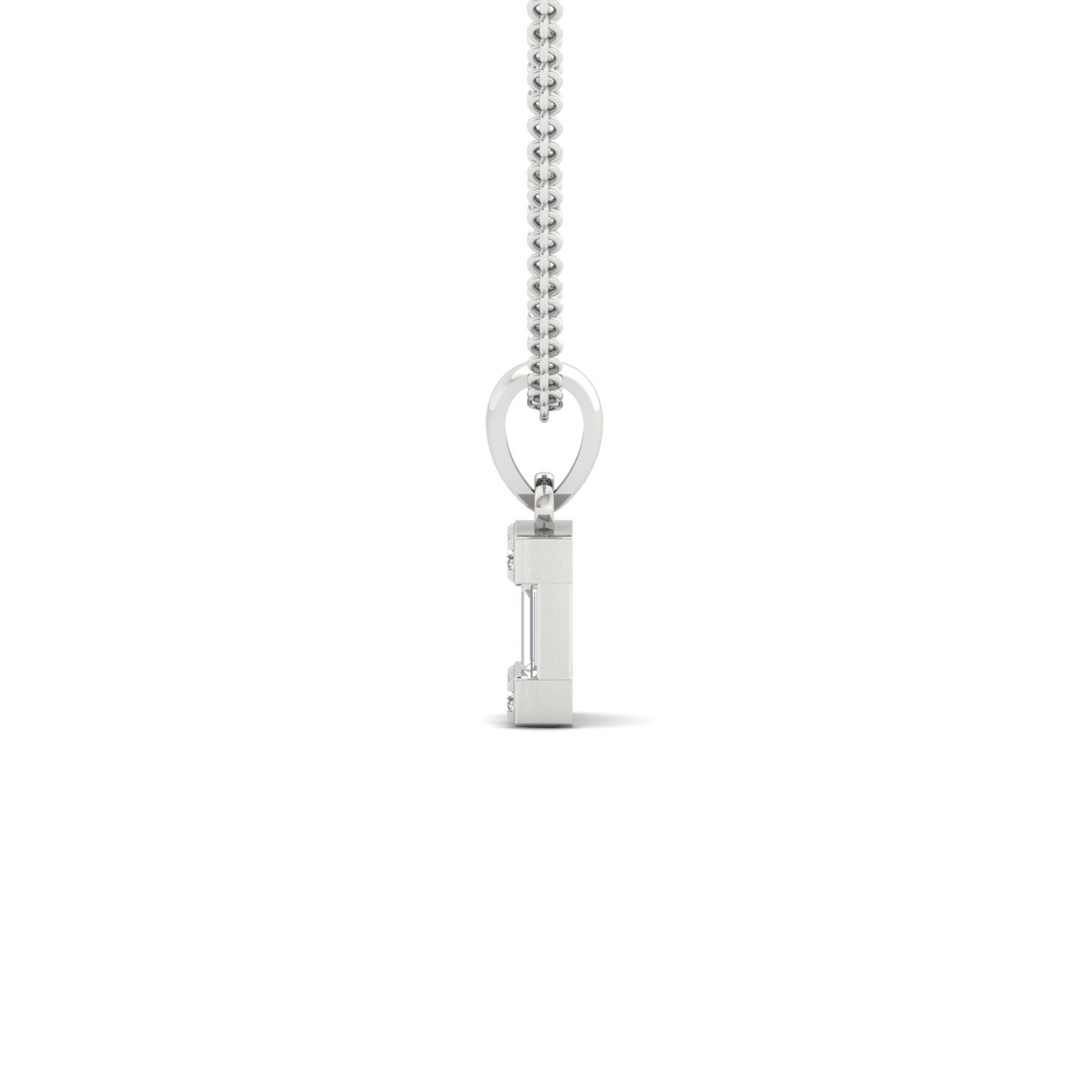 Baguette & Round Diamond Pendant | Lab Grown CVD Diamond Charm Necklace (Without Chain) | 925 Silver | 10K | 14K | 18K - View 3