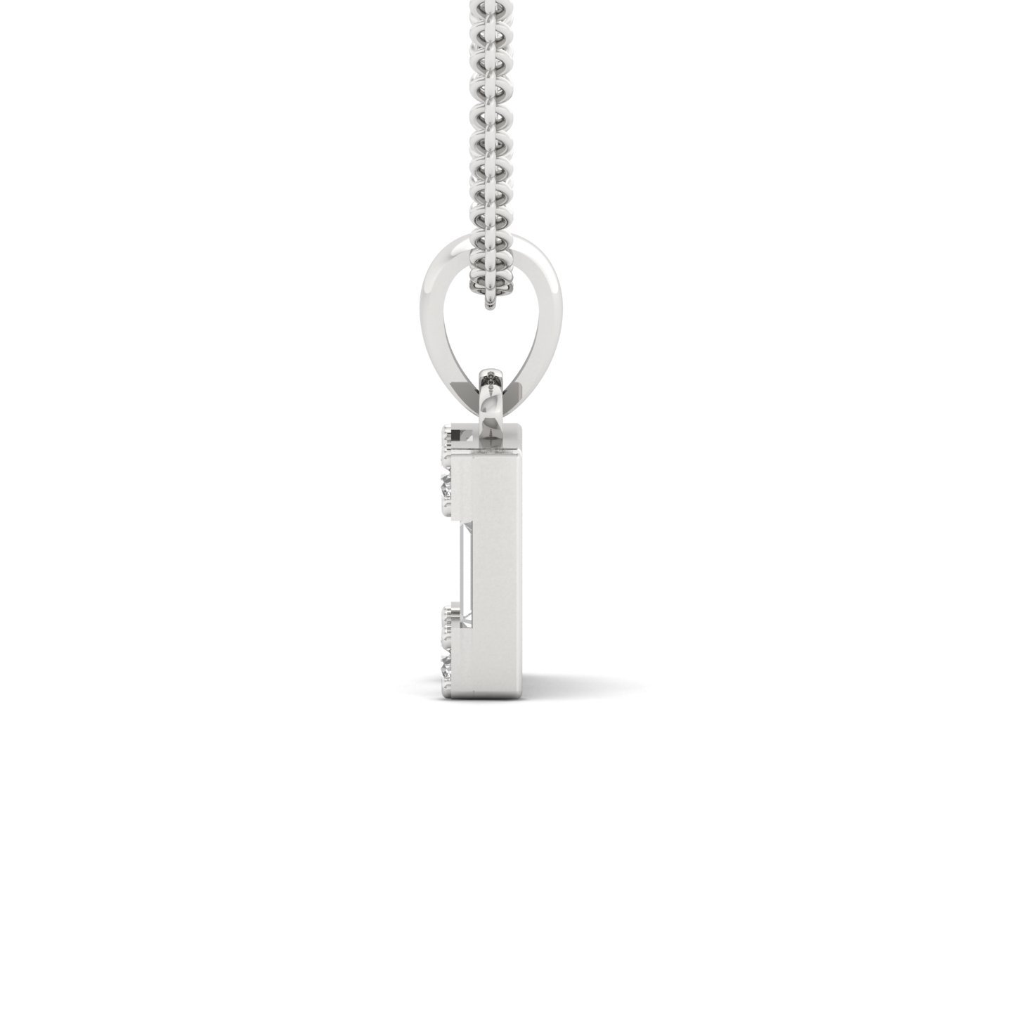 Baguette & Round Diamond Pendant | Lab Grown CVD Diamond Geometric Charm (Without Chain) | 925 Silver | 10K | 14K | 18K - View 3
