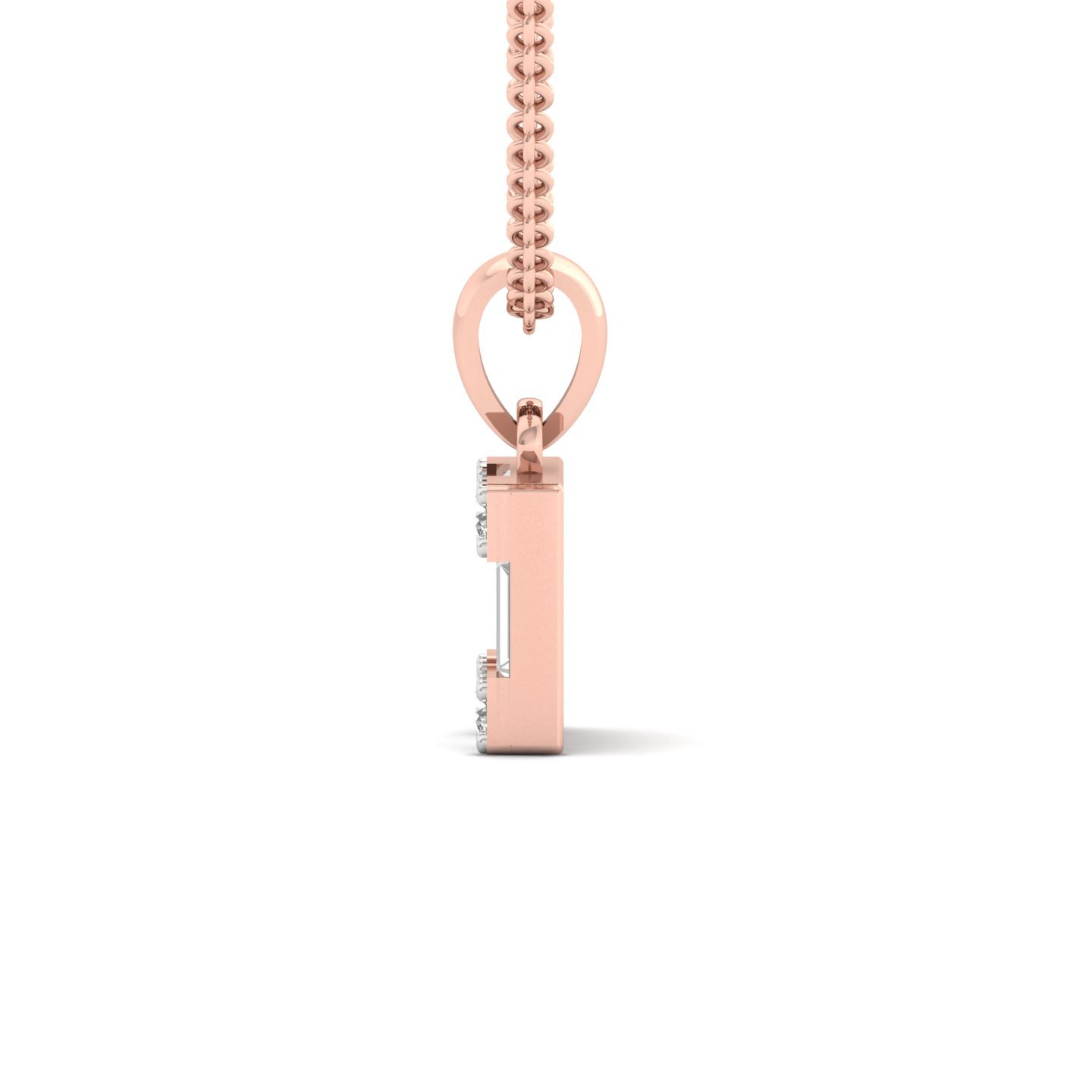 Baguette & Round Diamond Pendant | Lab Grown CVD Diamond Geometric Charm (Without Chain) | 925 Silver | 10K | 14K | 18K - View 3