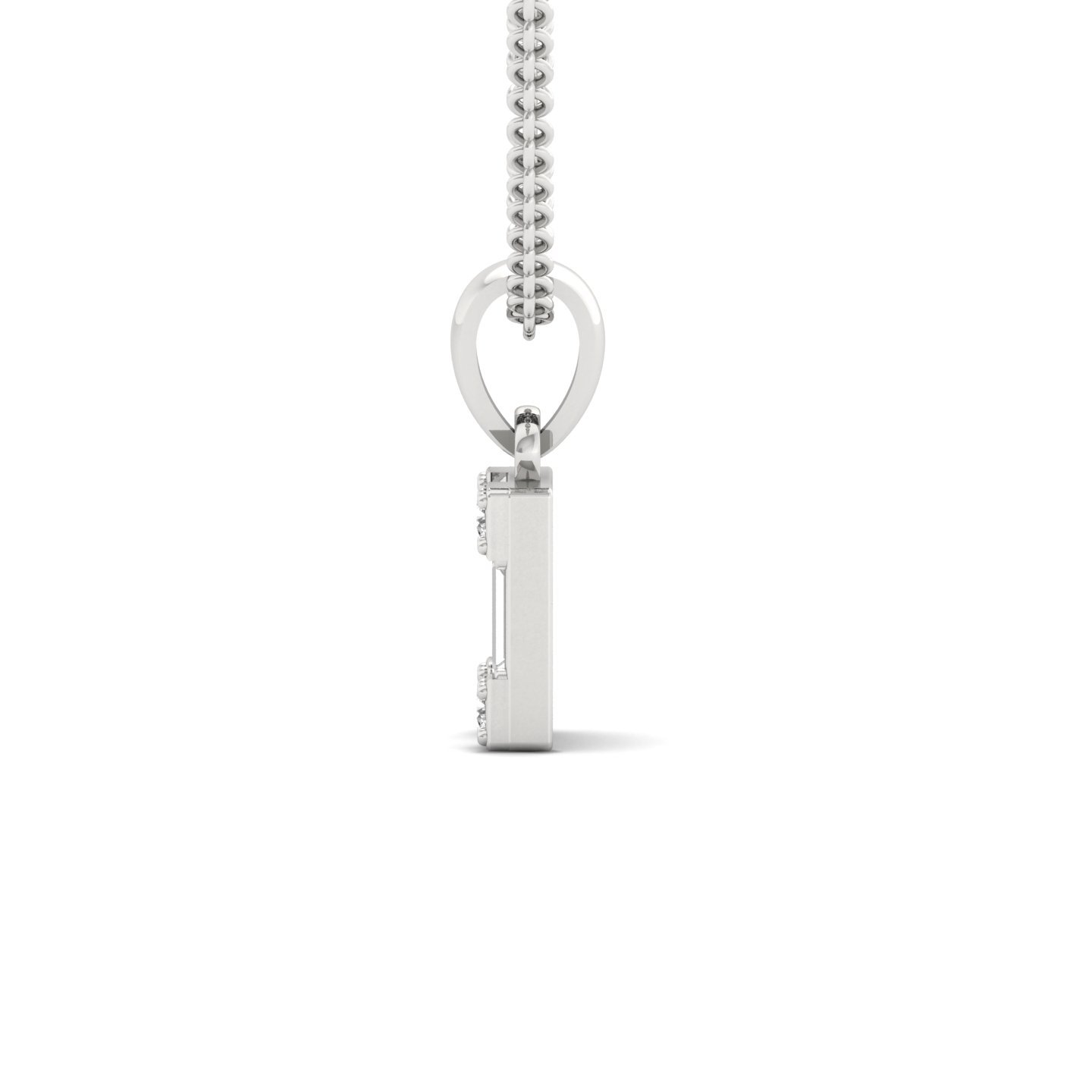Baguette & Round Diamond Pendant | Lab Grown CVD Diamond Rectangle Charm (Without Chain) | 925 Silver | 10K | 14K | 18K - View 3