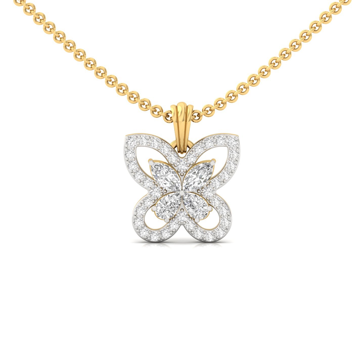 Marquise & Pear Diamond Butterfly Pendant | Lab Grown CVD Diamond Nature-Inspired Charm (Without Chain) | 925 Silver | 10K | 14K | 18K - Gold Main View