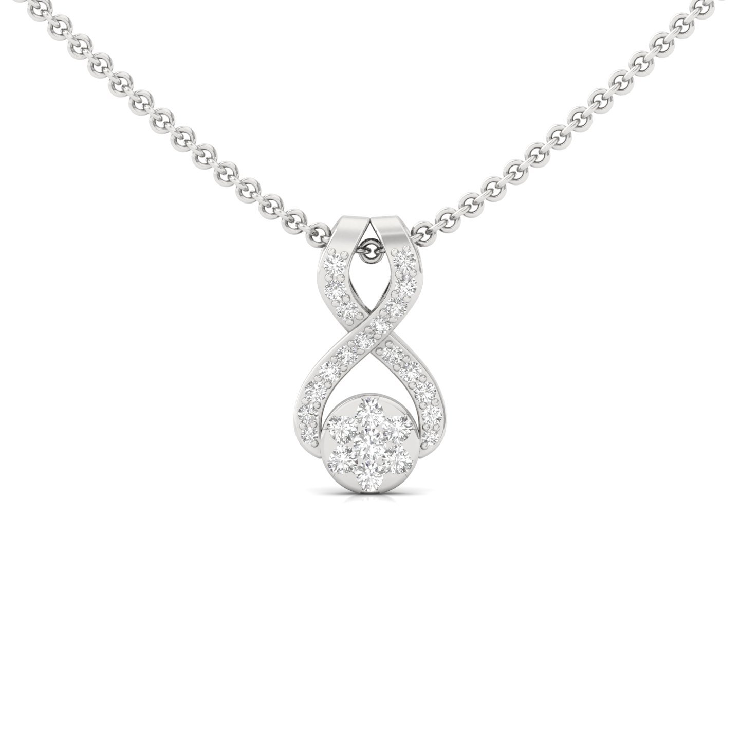 Round Diamond Infinity Pendant | Lab Grown CVD Diamond Symbol of Eternal Love (Without Chain) | 925 Silver | 10K | 14K | 18K - Main View