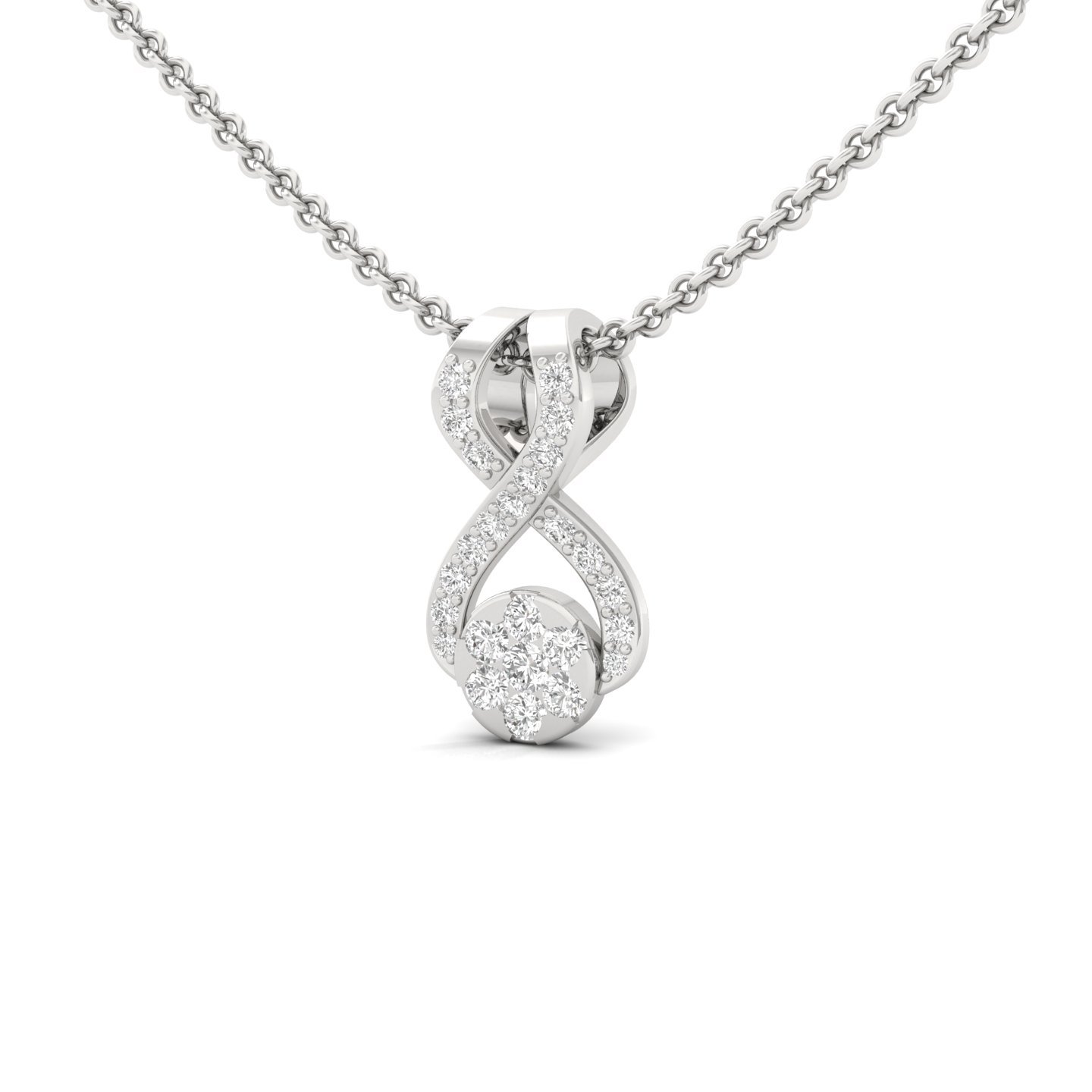 Round Diamond Infinity Pendant | Lab Grown CVD Diamond Symbol of Eternal Love (Without Chain) | 925 Silver | 10K | 14K | 18K - View 2