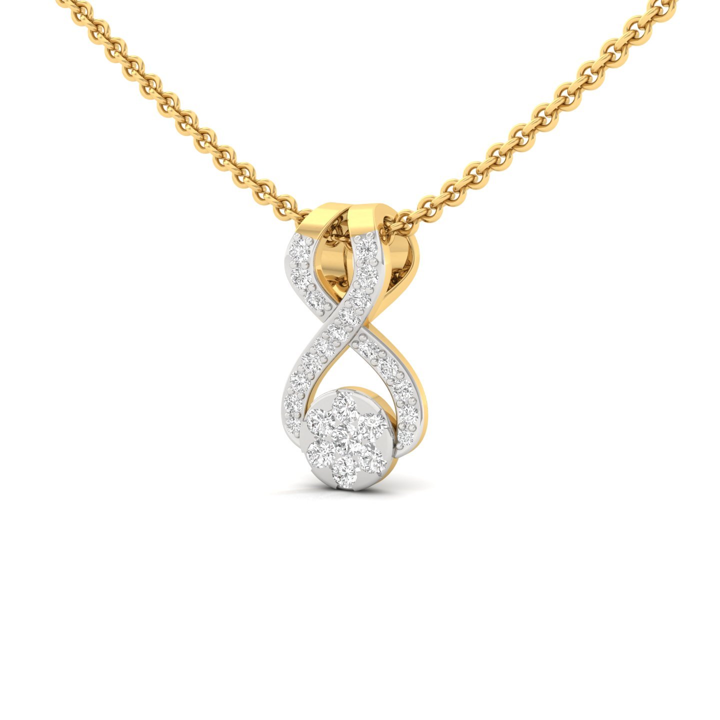 Round Diamond Infinity Pendant | Lab Grown CVD Diamond Symbol of Eternal Love (Without Chain) | 925 Silver | 10K | 14K | 18K - View 2