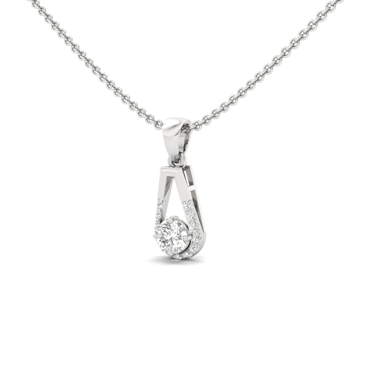 Round Diamond Teardrop Pendant | Lab Grown CVD Diamond Halo Drop Pendant (Without Chain) | 925 Silver | 10K | 14K | 18K - View 2